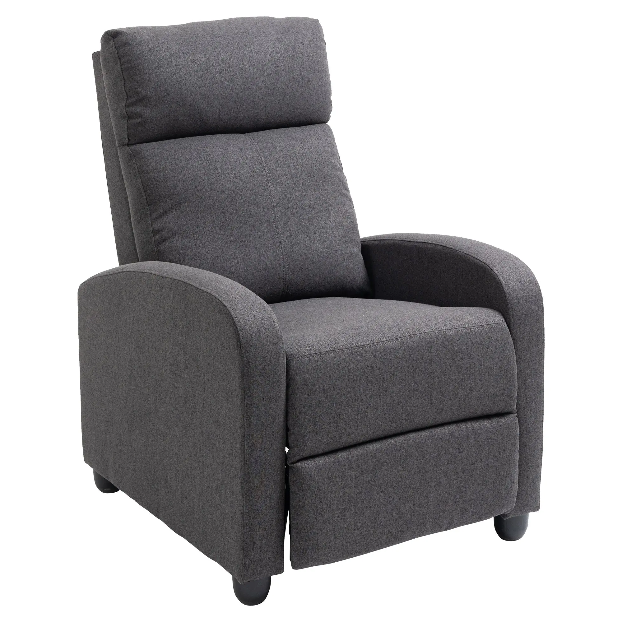 Push Back Recliner Chair, Corduroy Fabric Home Theater Seating, Single Reclining Sofa Chair, Dark Grey