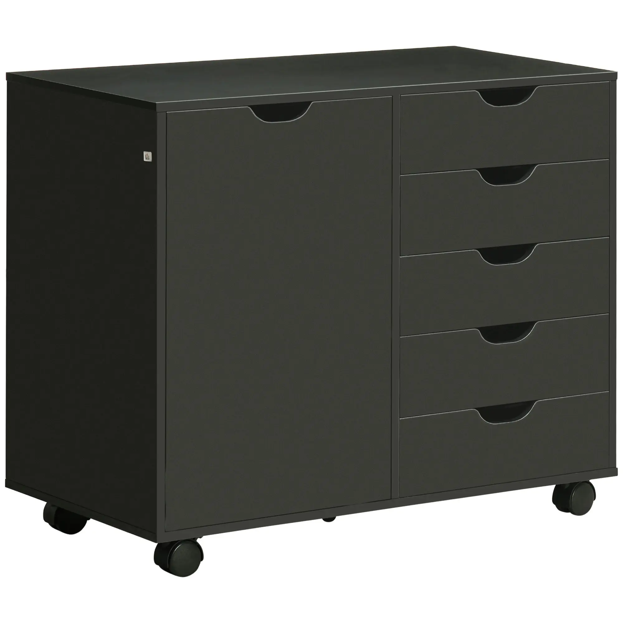 5-Drawers Lateral File Cabinet with Adjustable Shelf, Mobile Office Storage Cabinet, Black