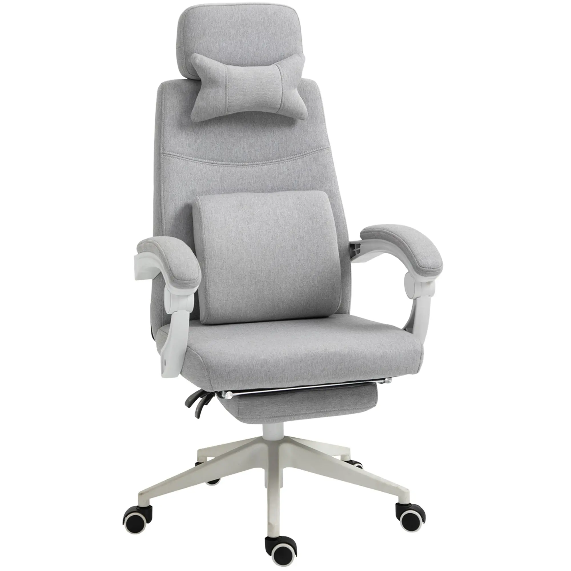 Ergonomic Desk Chair, High Back Work Chair with 160° Reclining Backrest & Footrest, Grey