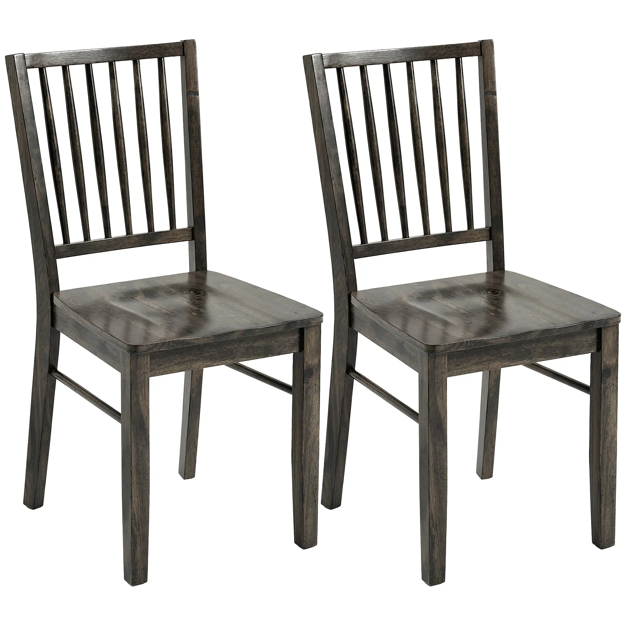 Ergonomic Wood Armless Dining Chairs Set of 2 with Rubberwood Legs, Charcoal Gray