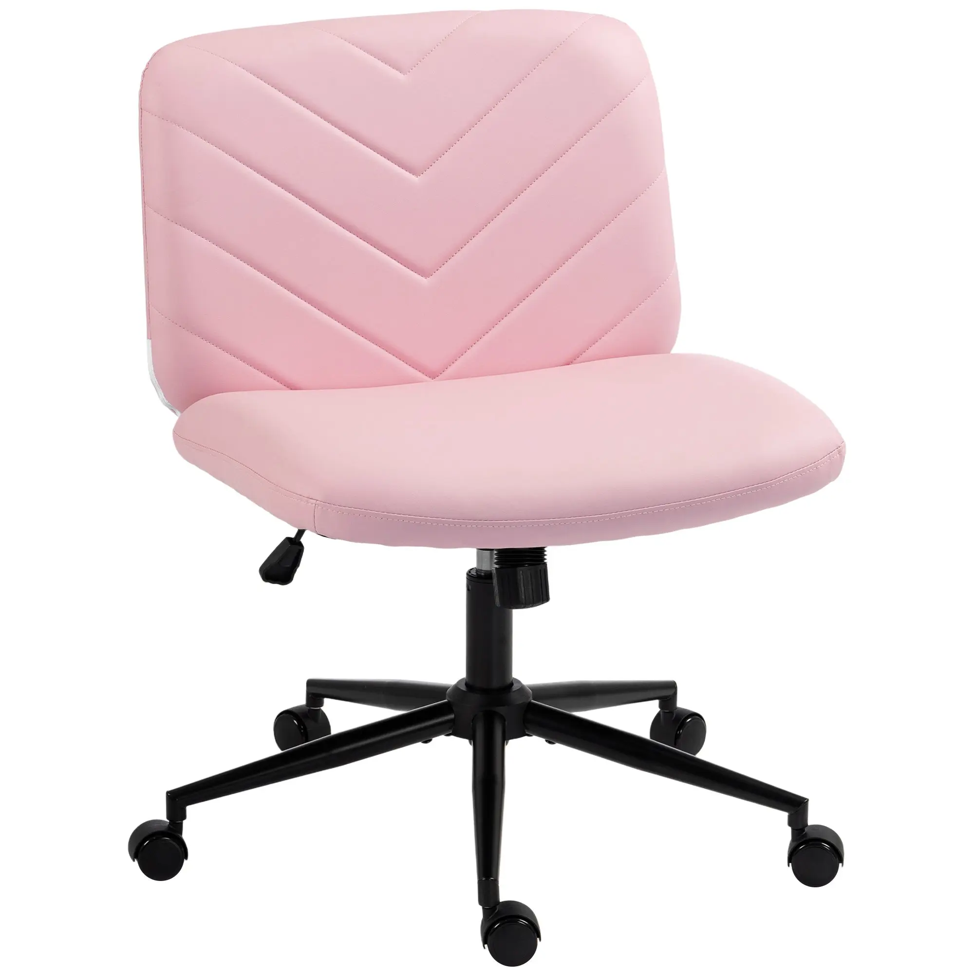 Criss-cross Swivel Chair with Wide Foam Seat, Casters, Height-Adjustable, Pink