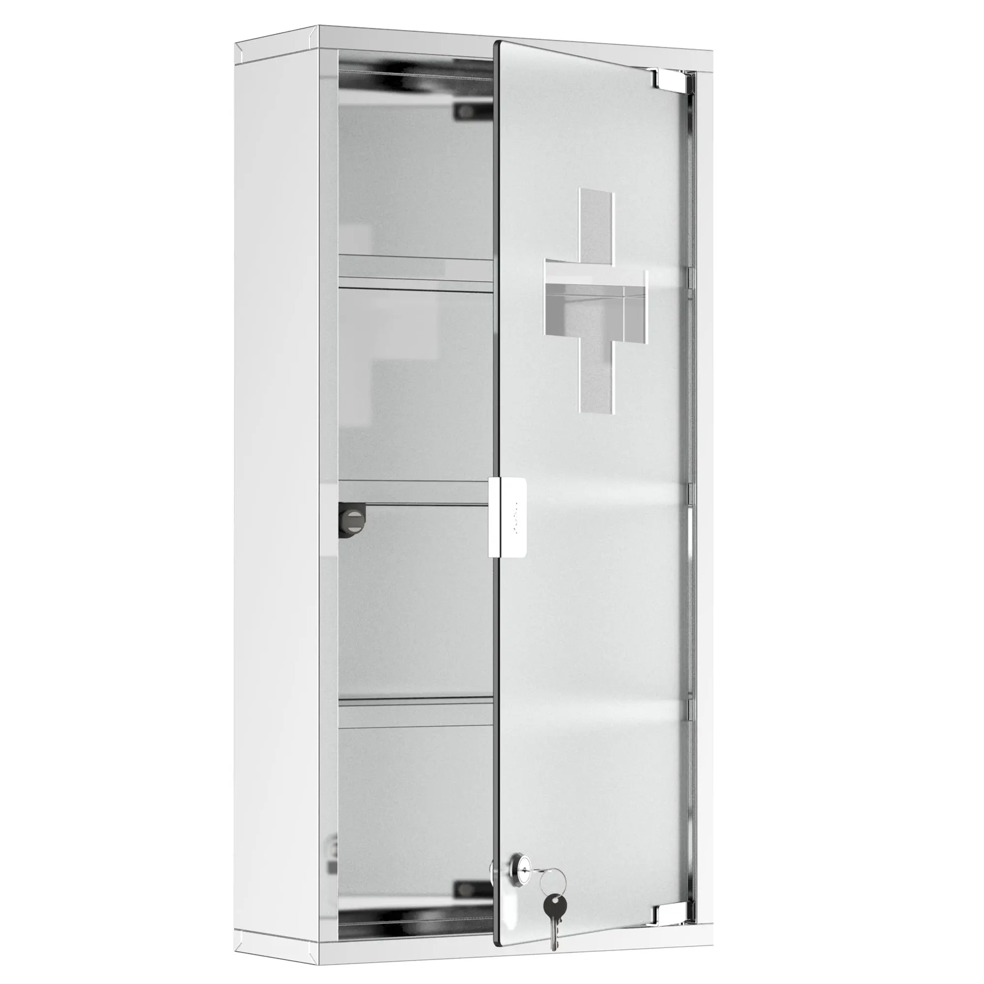 12" x 23.5" Wall Mount Medicine Cabinet, Bathroom Cabinet with 4 Tier Shelves, Silver