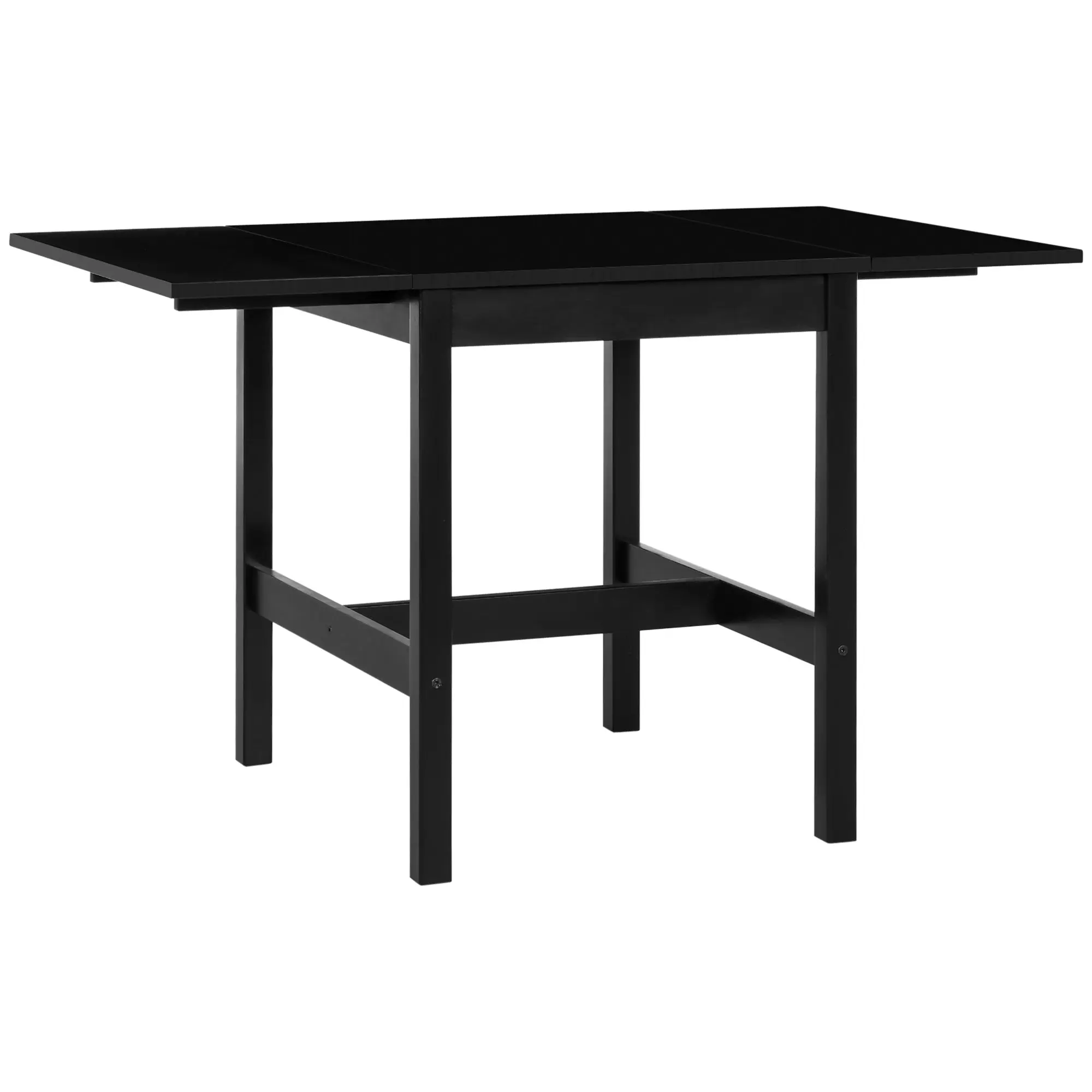 Folding Drop Leaf Dining Table with Solid Wood Frame for Small Spaces, Black