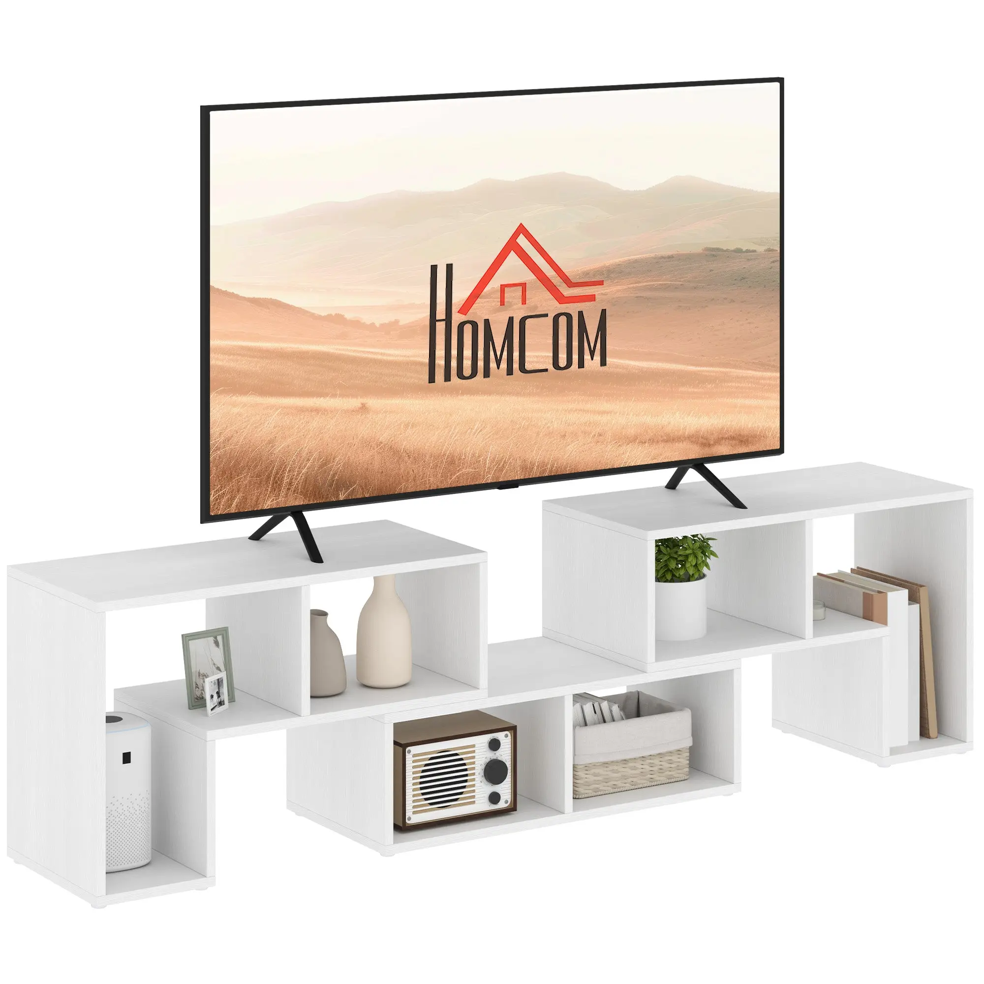 Modular 3-Piece TV Stand Holds up to 75", Open Shelves, White
