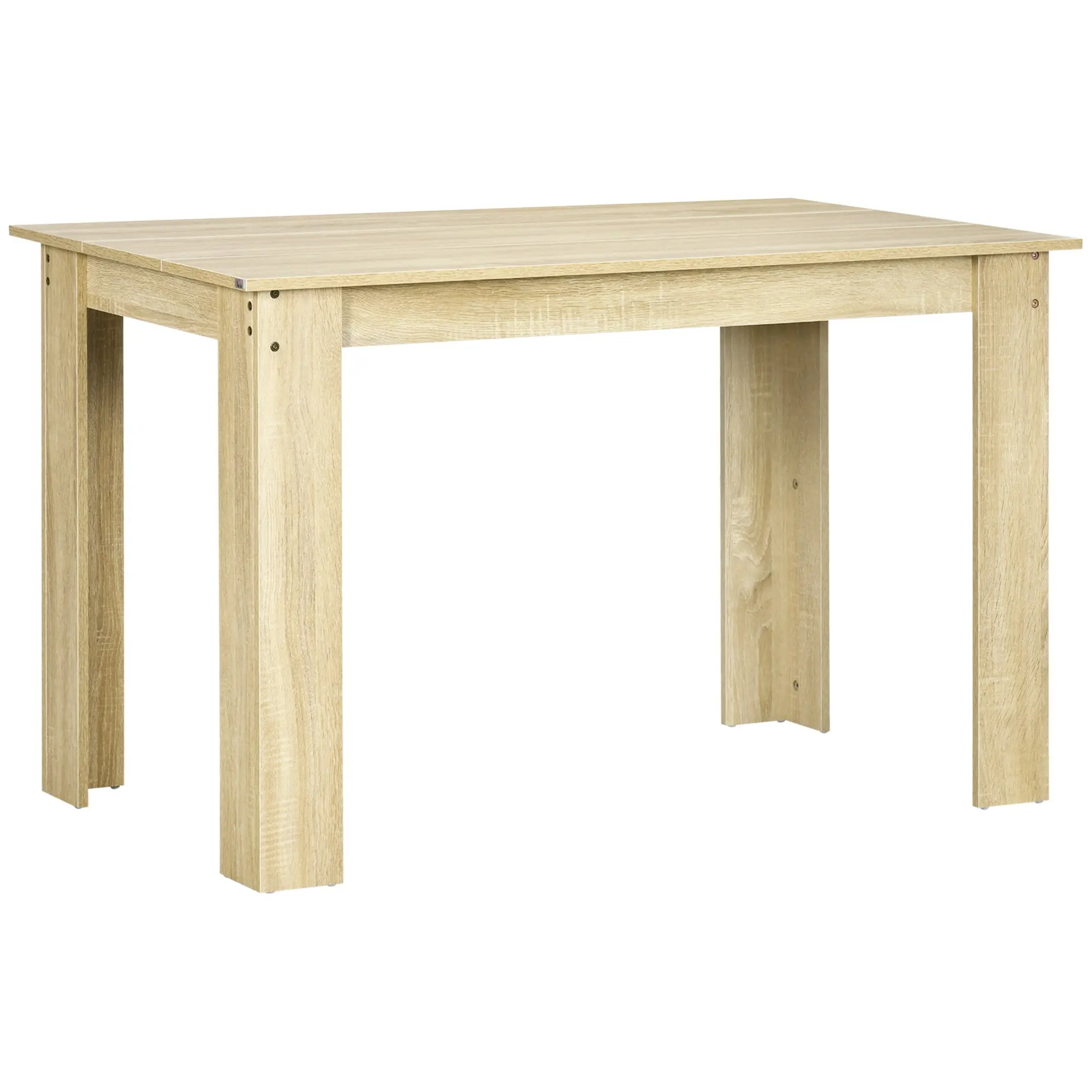Dining Table for 4-6 with Wood Effect Top, 120W x 69D x 75H cm, Oak