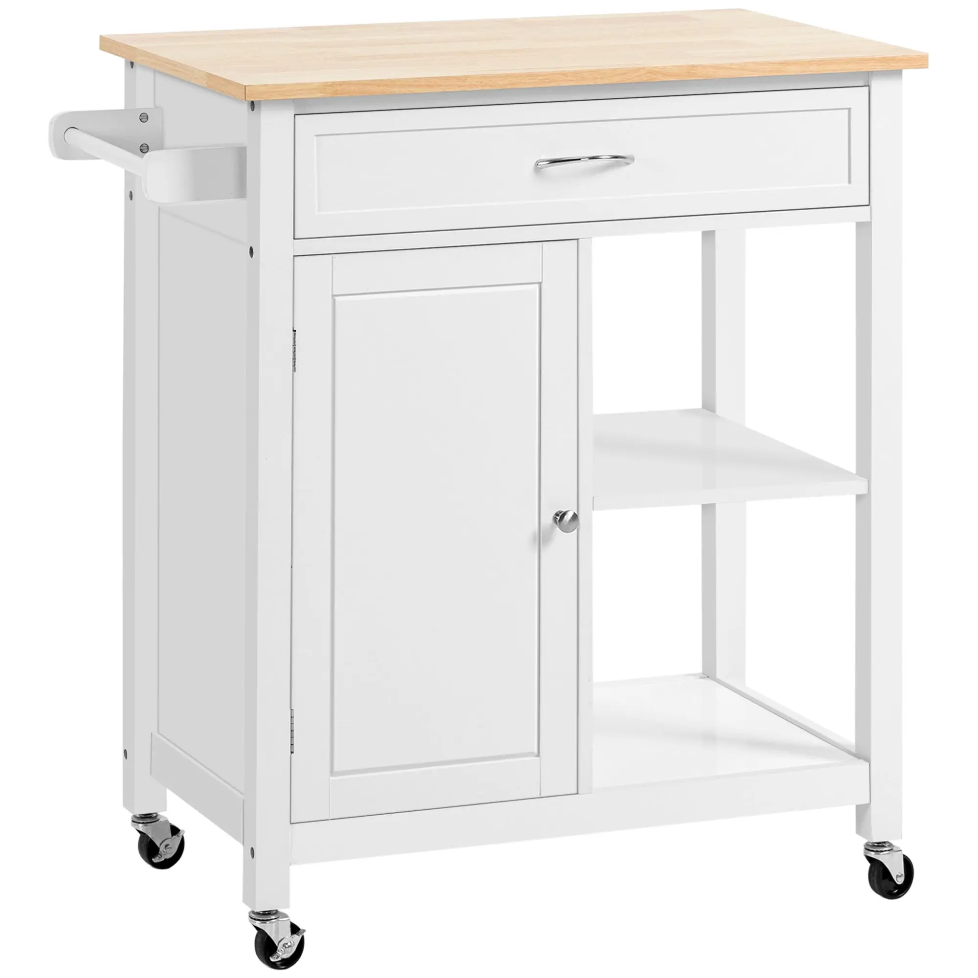 Kitchen Island Cart Rolling Kitchen Island 32.75" W x 17.75" D x 34.75" H White