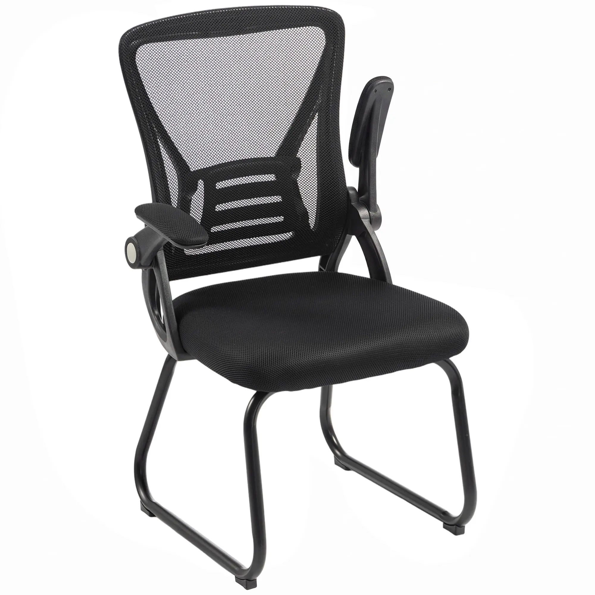 Ergonomic Desk Chair with Flip-up Armrests and Mesh Back, Steel Legs, Black