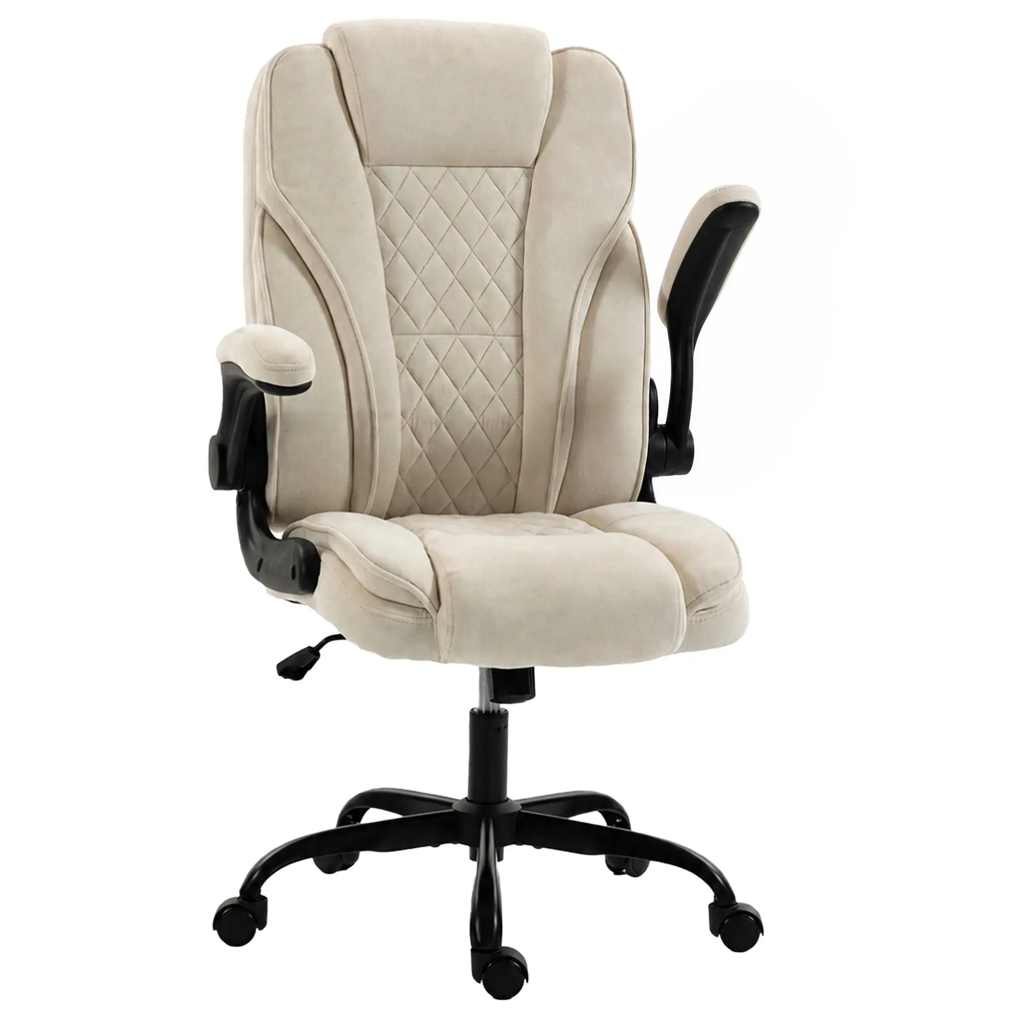 Ergonomic Executive Office Chair with Flip-up Armrest & Adjustable Height, Beige
