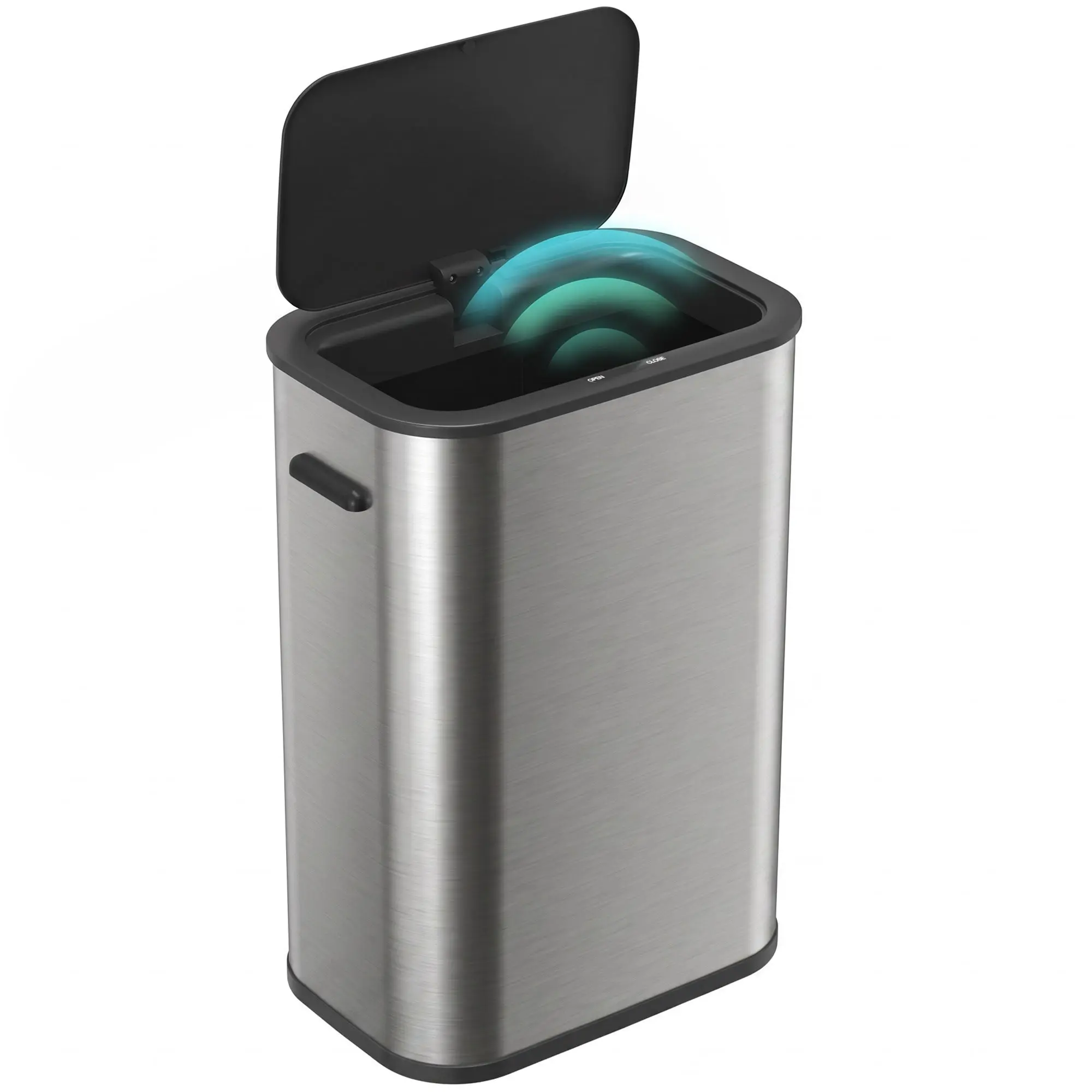 55L Touchless Sensor Bin for Kitchen, Soft-Close Lid, Battery Operated, Silver