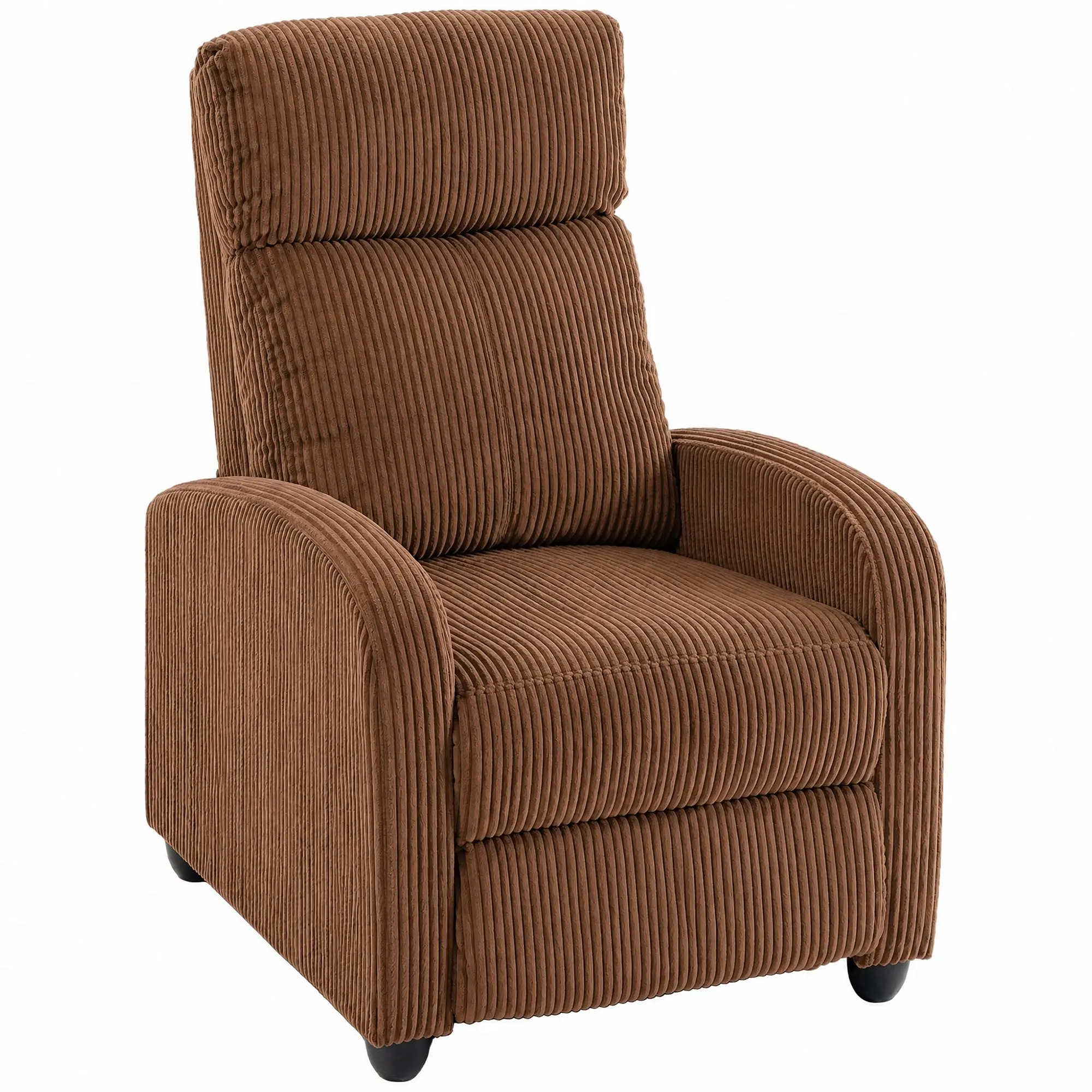 Push Back Corduroy Recliner Chair with Padded Seat for Home Theater, Brown