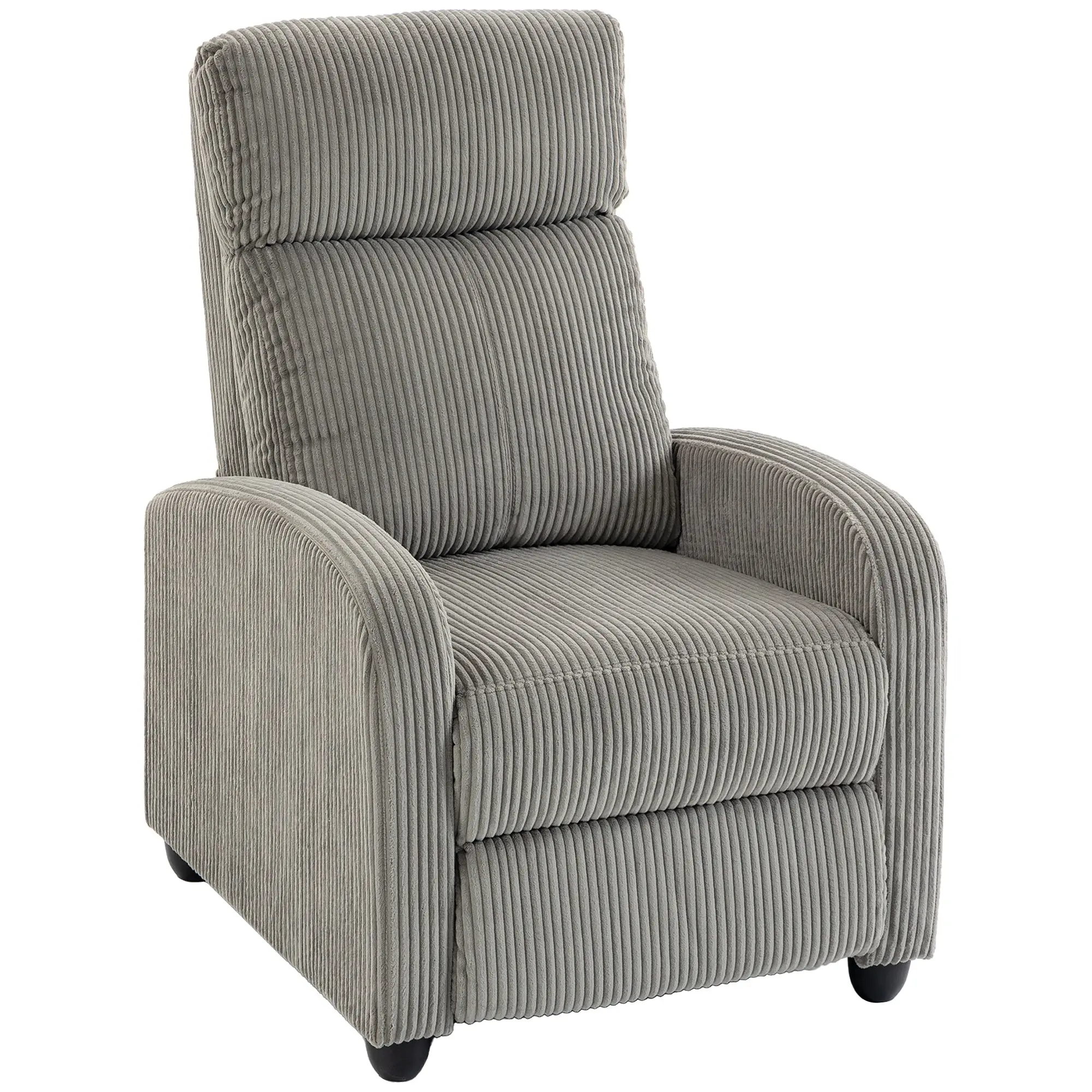 Push-Back Corduroy Recliner Chair with Padded Seat for Living Room, Grey