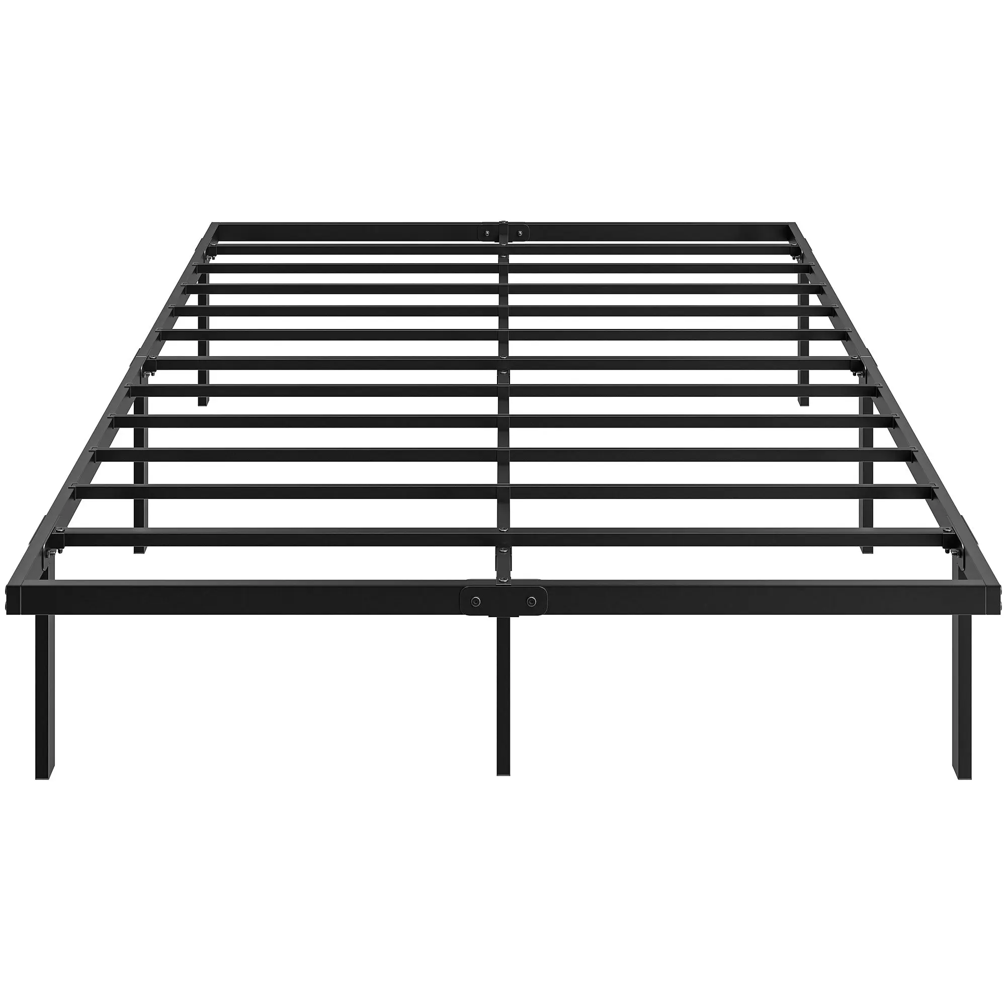 4ft6 Double Metal Platform Bed Frame with Underbed Storage & Steel Slat Support, 35.5 cm Height, Noise-Free, Black