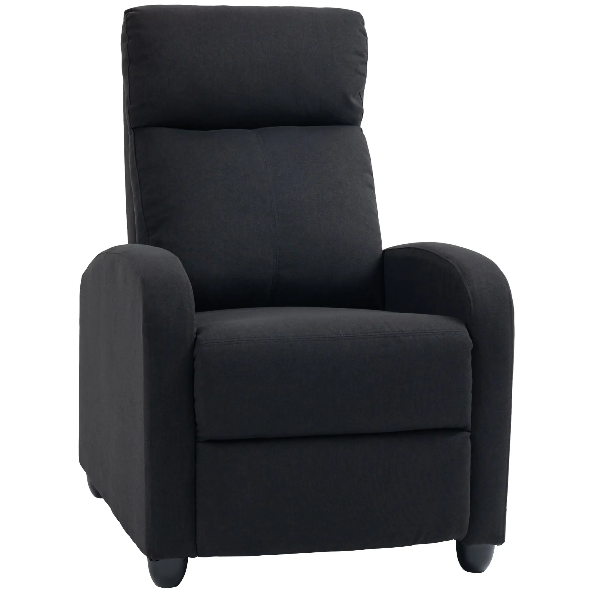 Push Back Recliner Chair, Corduroy Fabric Home Theater Seating, Single Reclining Sofa Chair, Black