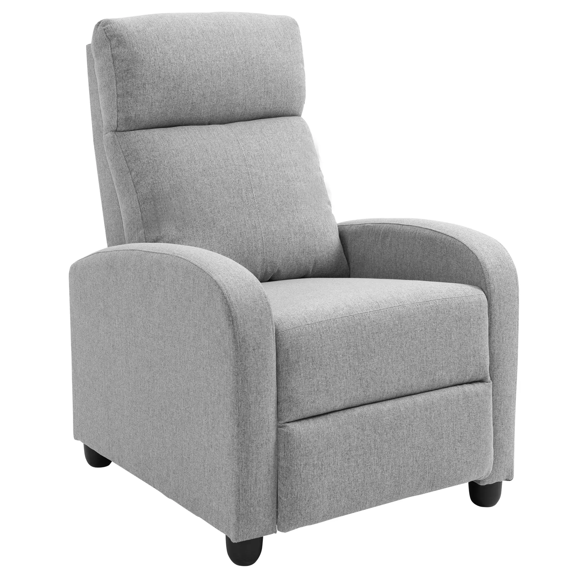 Push Back Recliner Chair with Corduroy Fabric for Home Theater, Light Grey