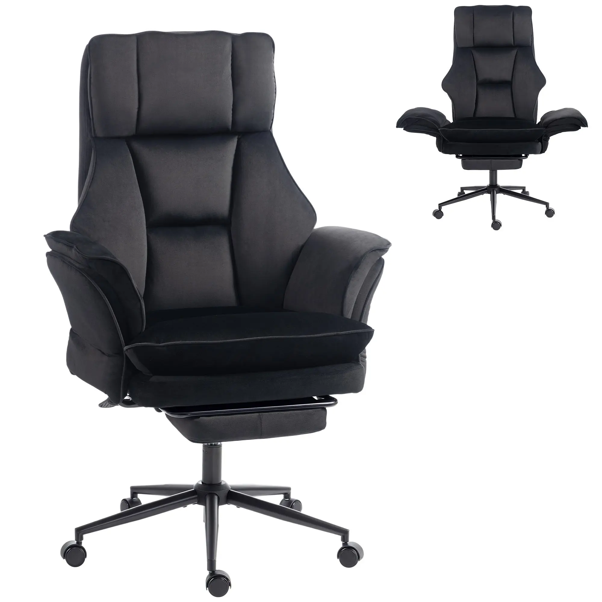 Cross-leg Reclining Office Chair with Footrest, Flip-up Arms, 396lbs Capacity