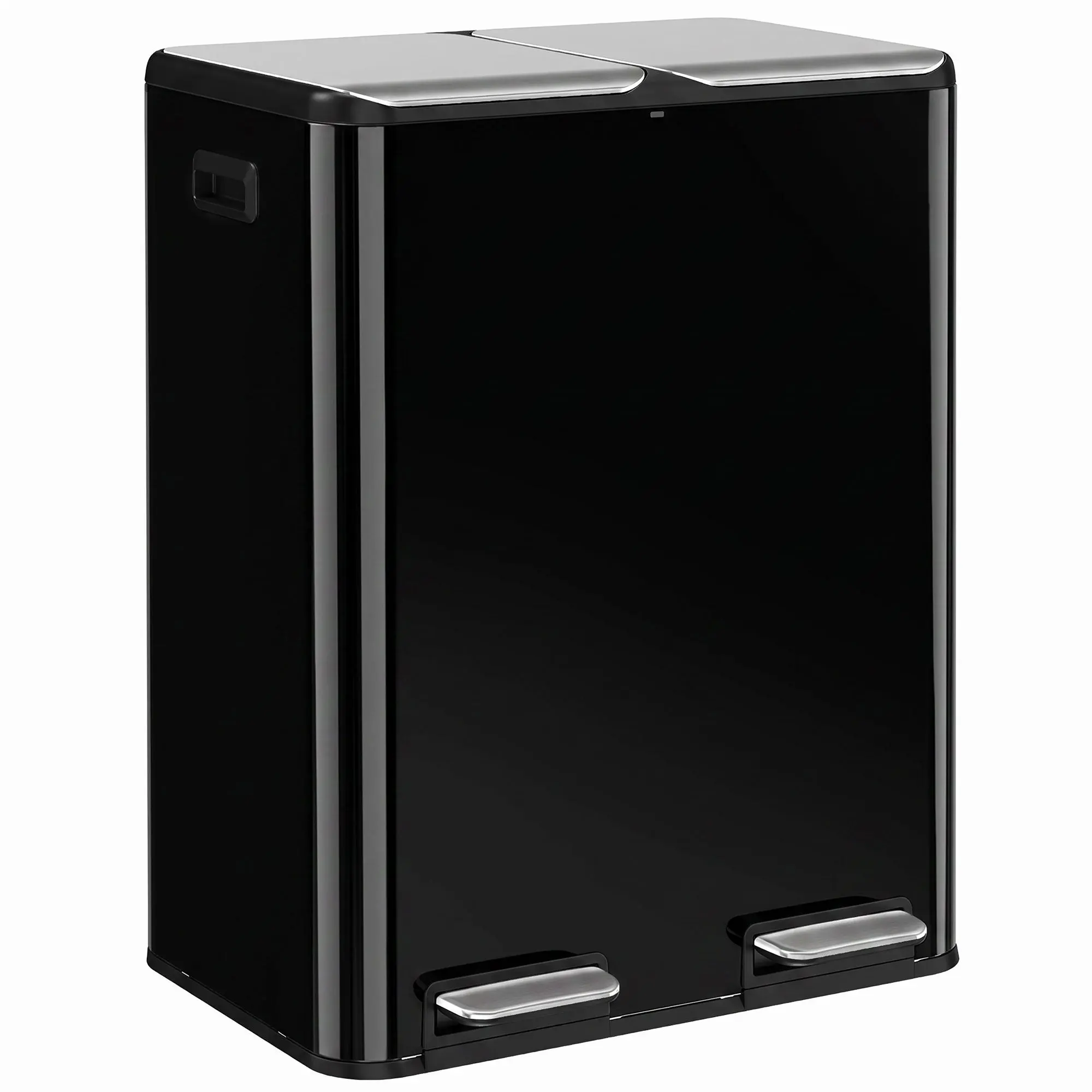 2 x 30L Double Kitchen Bin with Pedal & Removable Buckets, High Gloss Black