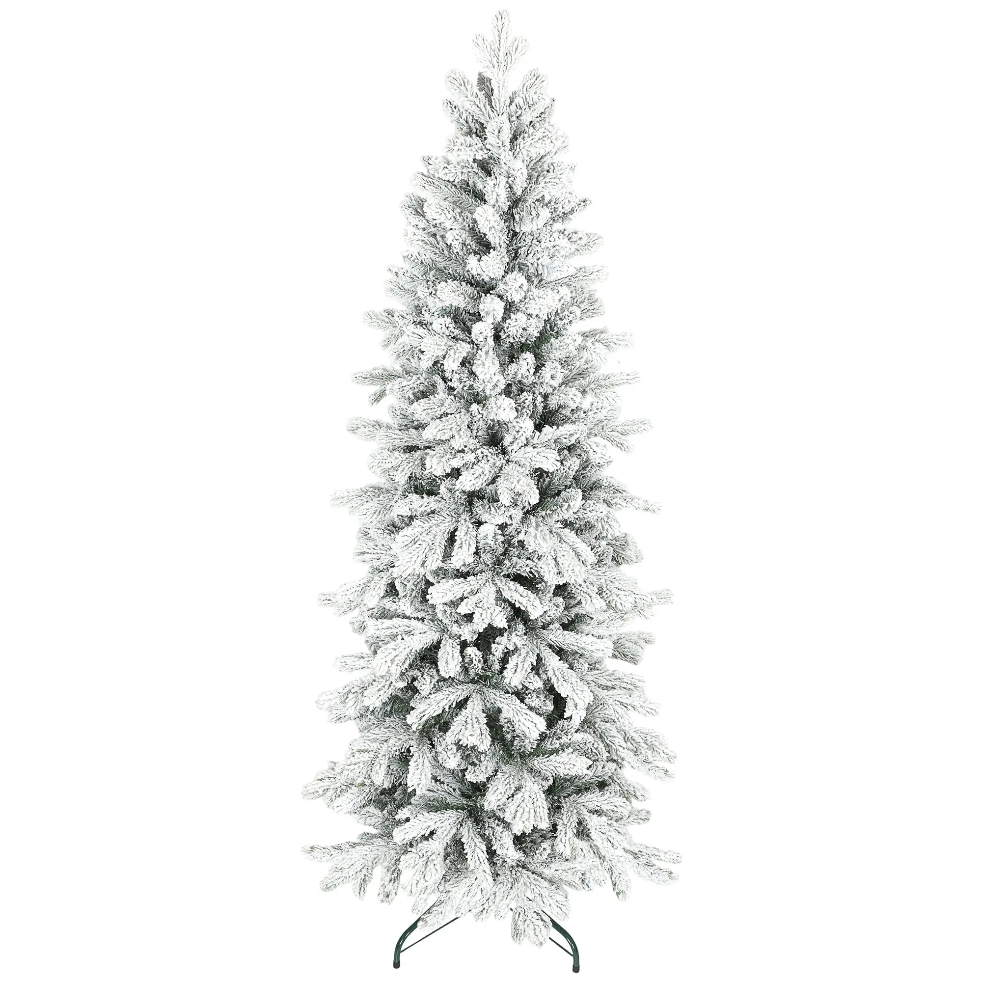 6ft Flocked Christmas Tree with 756 Tips, Realistic Branches, Easy Assembly, Slim Shape