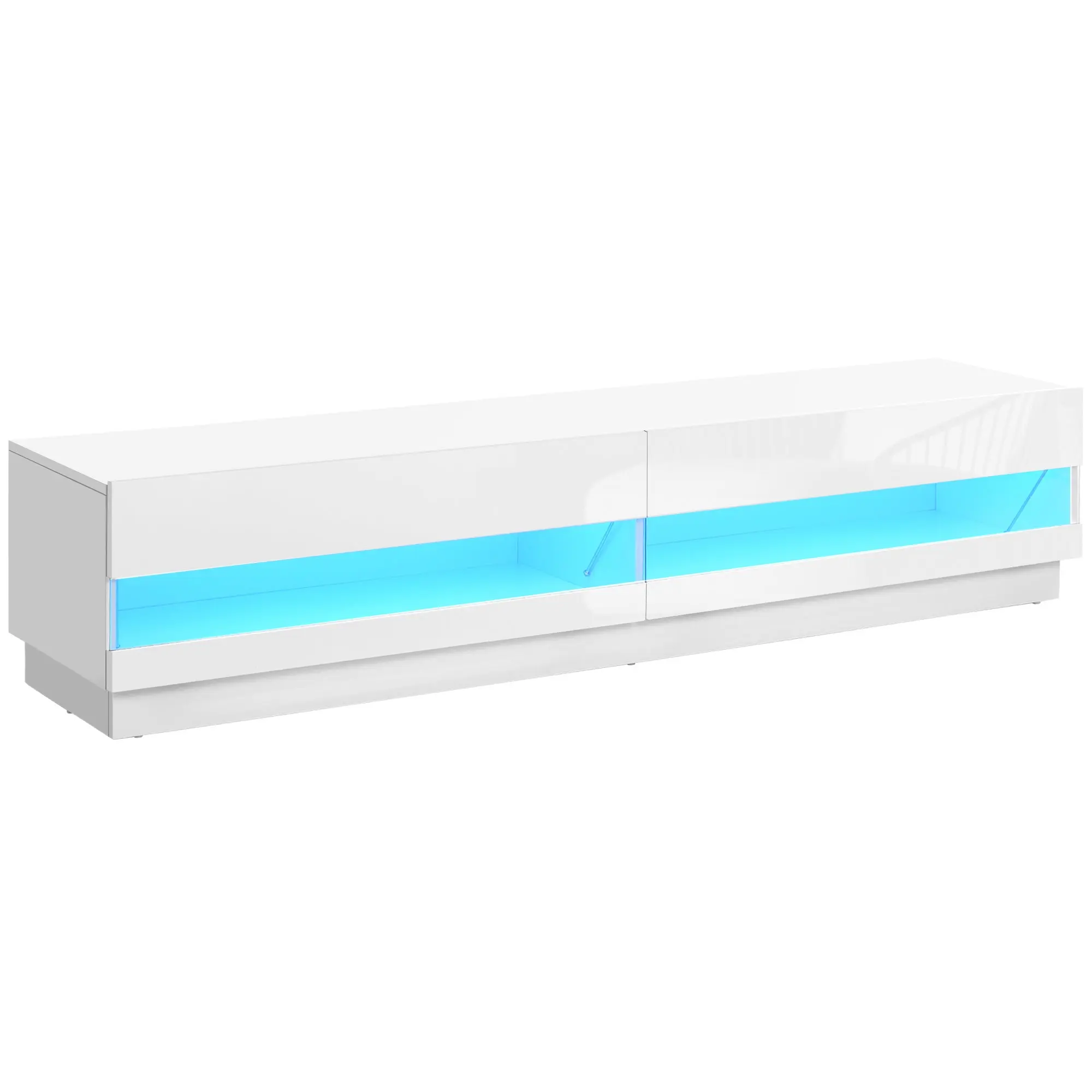 High Gloss TV Stand for TVs up to 75" with LED Light and Storage White