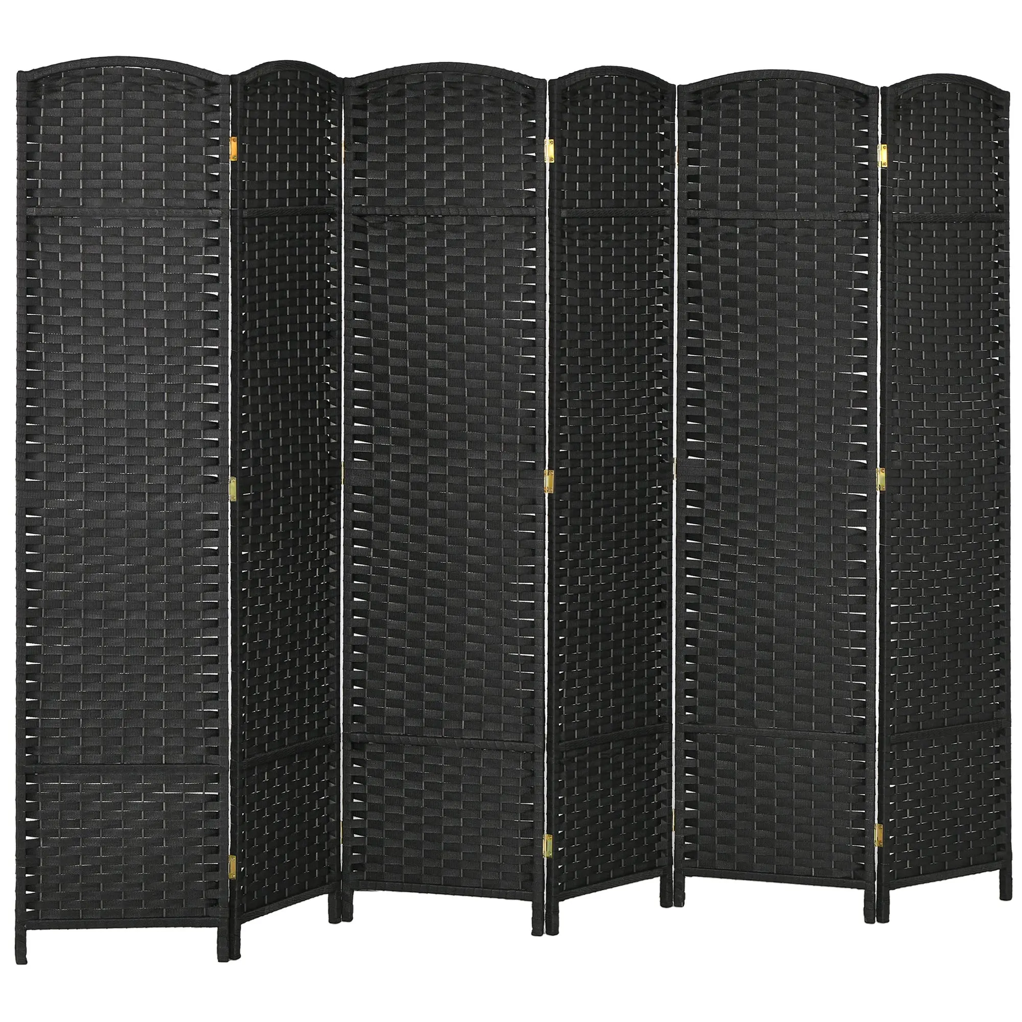 6 Panel 5.6' Tall Privacy Screen Freestanding Room Divider, Black