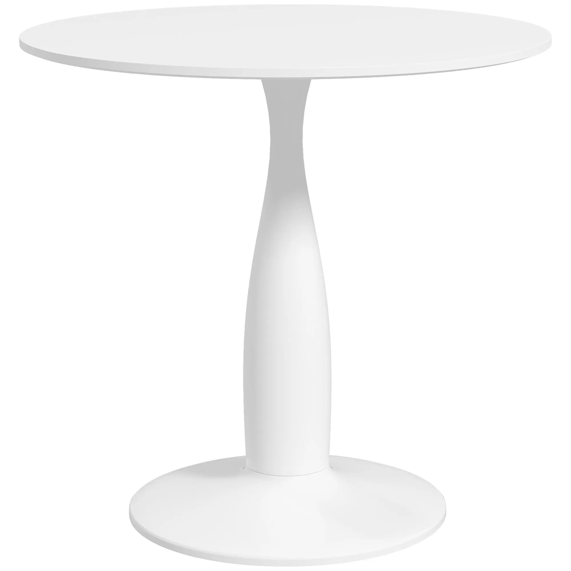 Modern Round Dining Table for 2 with Steel Base, Non-slip Foot Pad, White