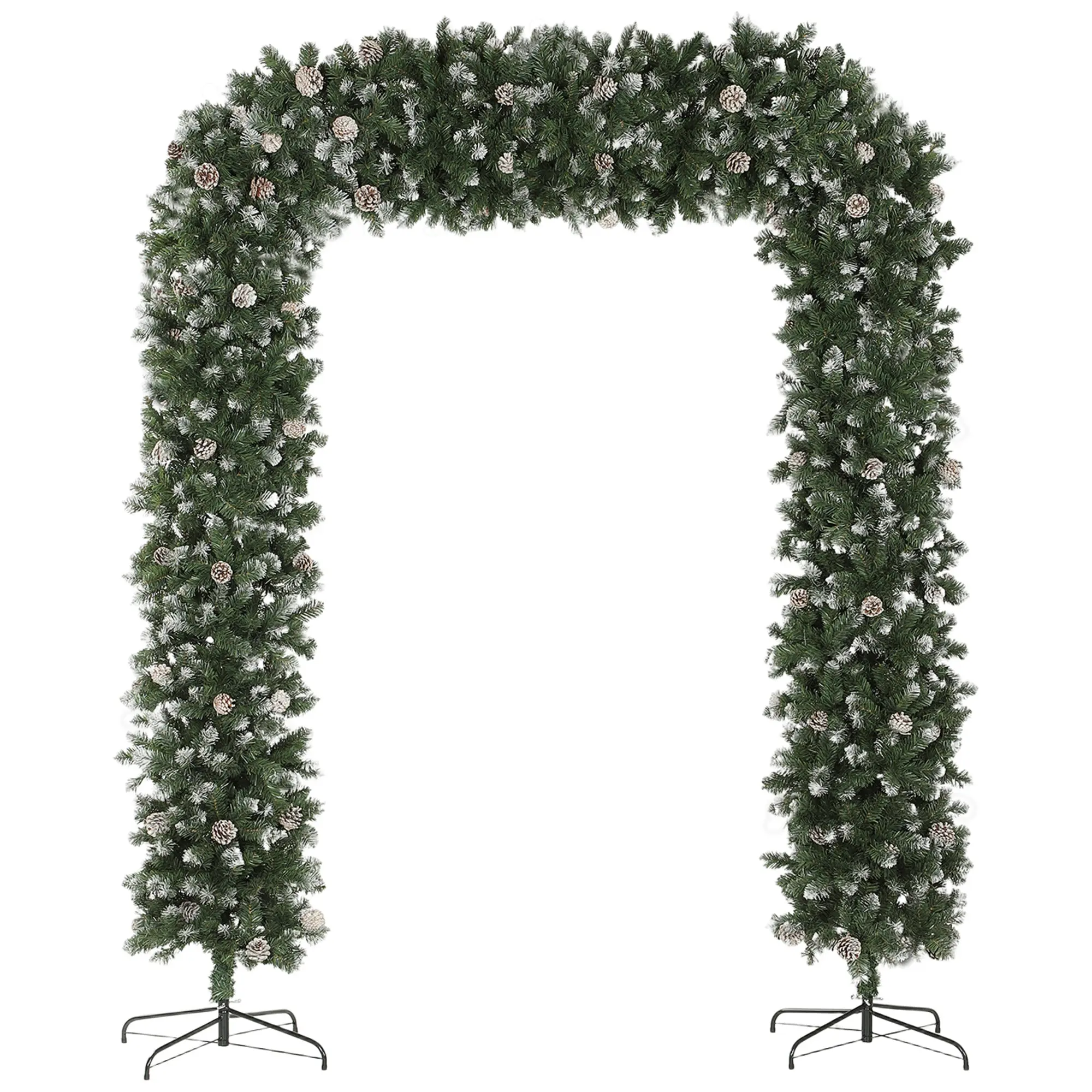 8.2 ft Snow Frosted Christmas Tree Arch with 1800 Tips and 91 Pinecones, Green