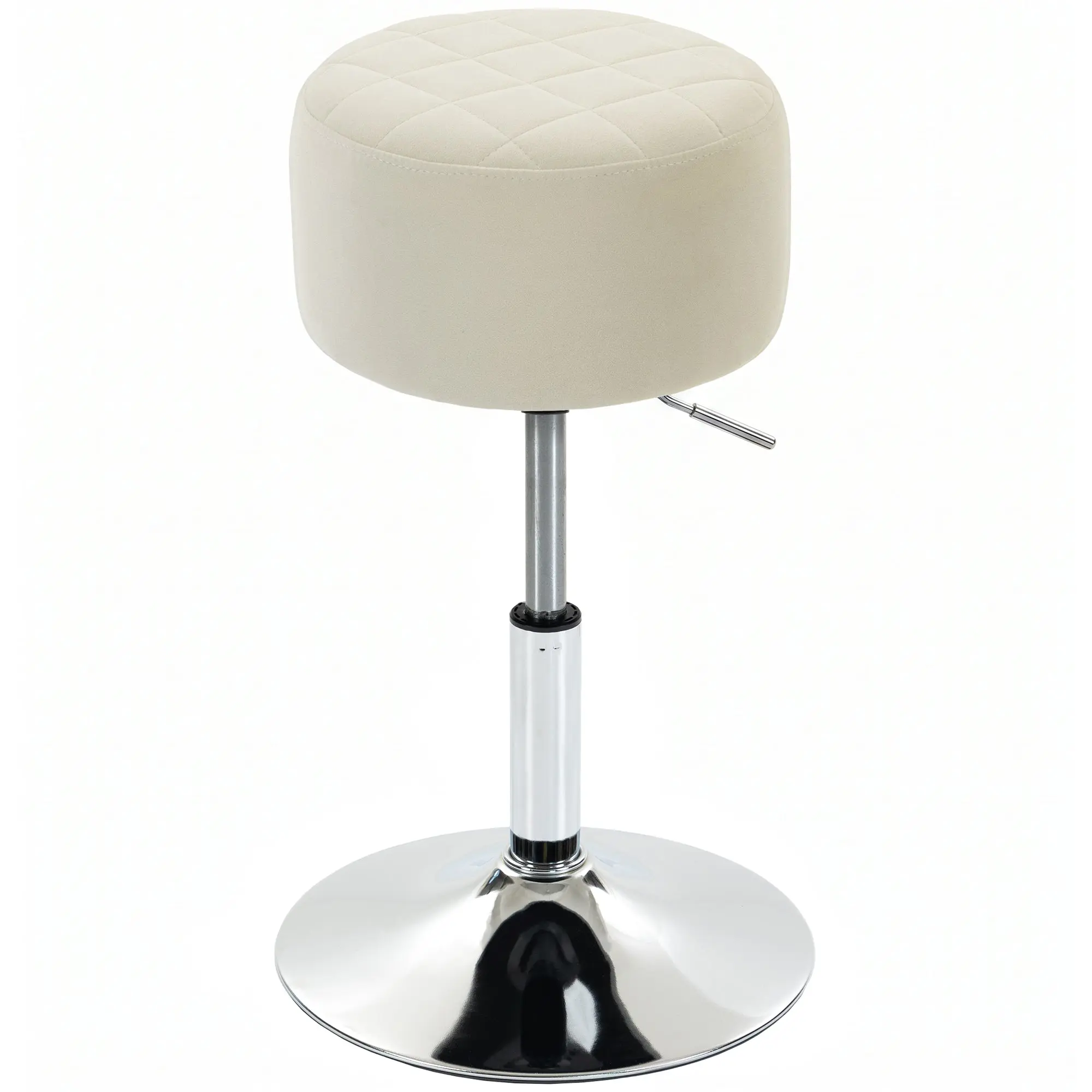 Adjustable Swivel Bar Stool with Velvet-Feel Seat for Counter Height, Beige