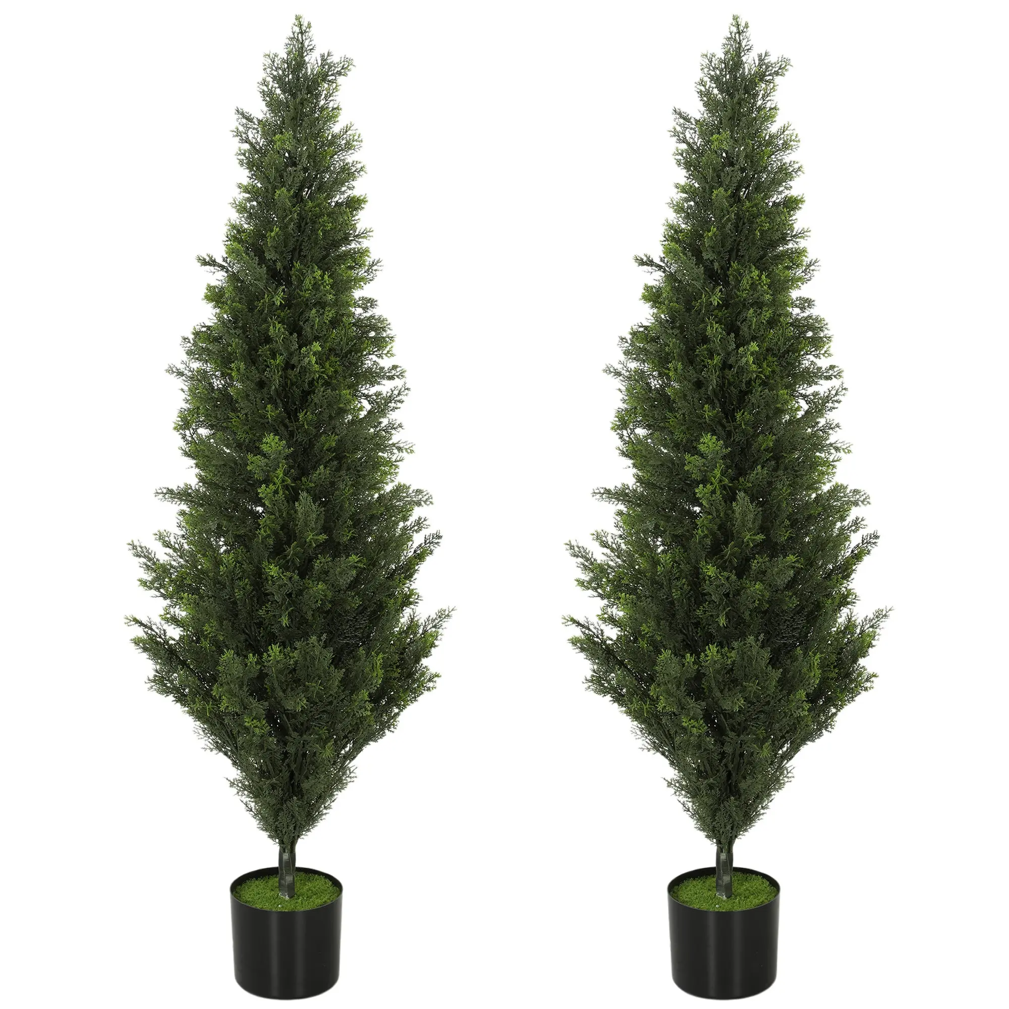 Set of 2 Artificial Cypress Trees 120 cm Tall in Weighted Pots with 1092 Leaves