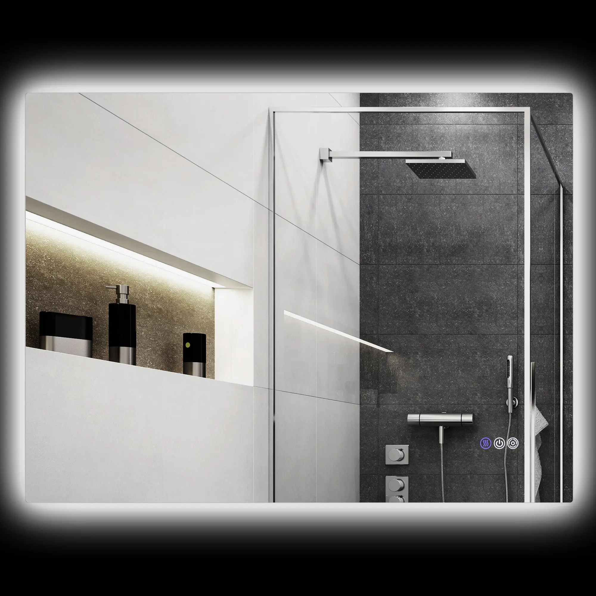 37" x 35" Dimmable LED Bathroom Mirror w/ Anti-Fog, Memory, Infinite Color Temperature