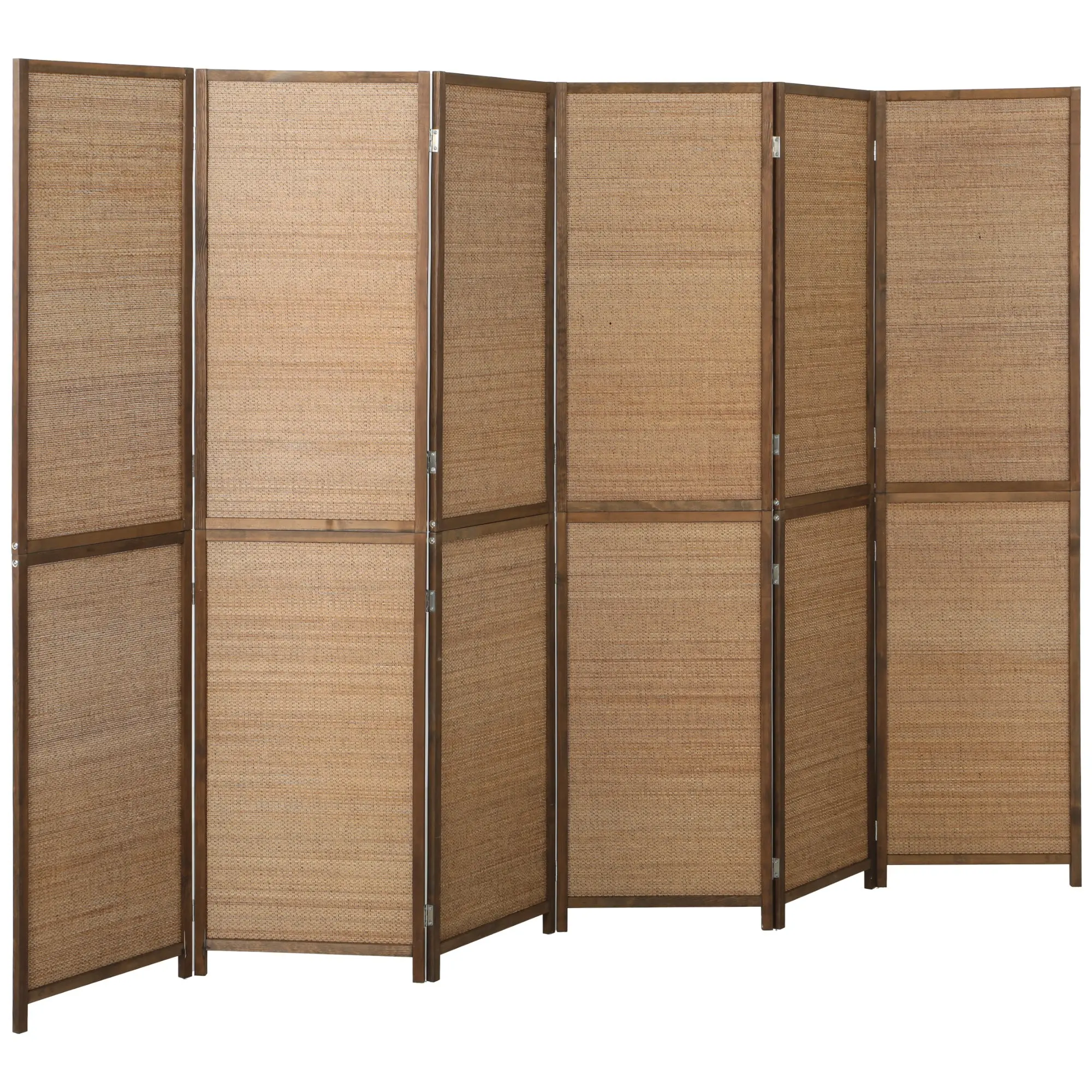 6 ft Folding Bamboo Room Divider with 6 Panels, Boho Privacy Screen Brown