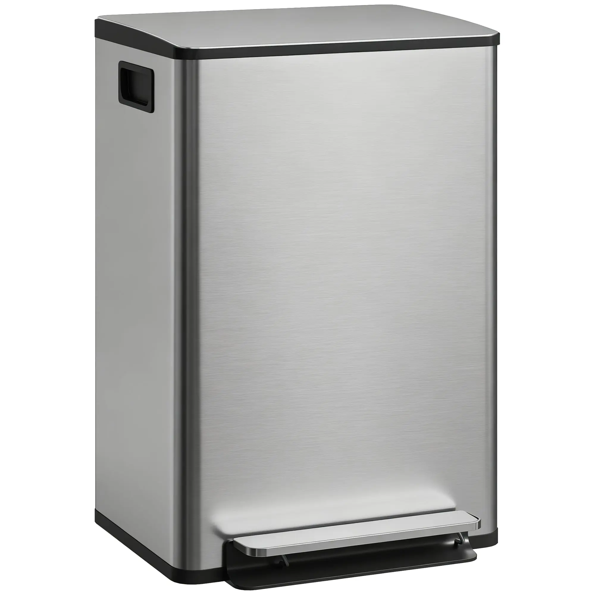 13.2 Gallon / 50 L Stainless Steel Kitchen Trash Can with Soft-Close Lid, Removable Inner Bucket, Silver