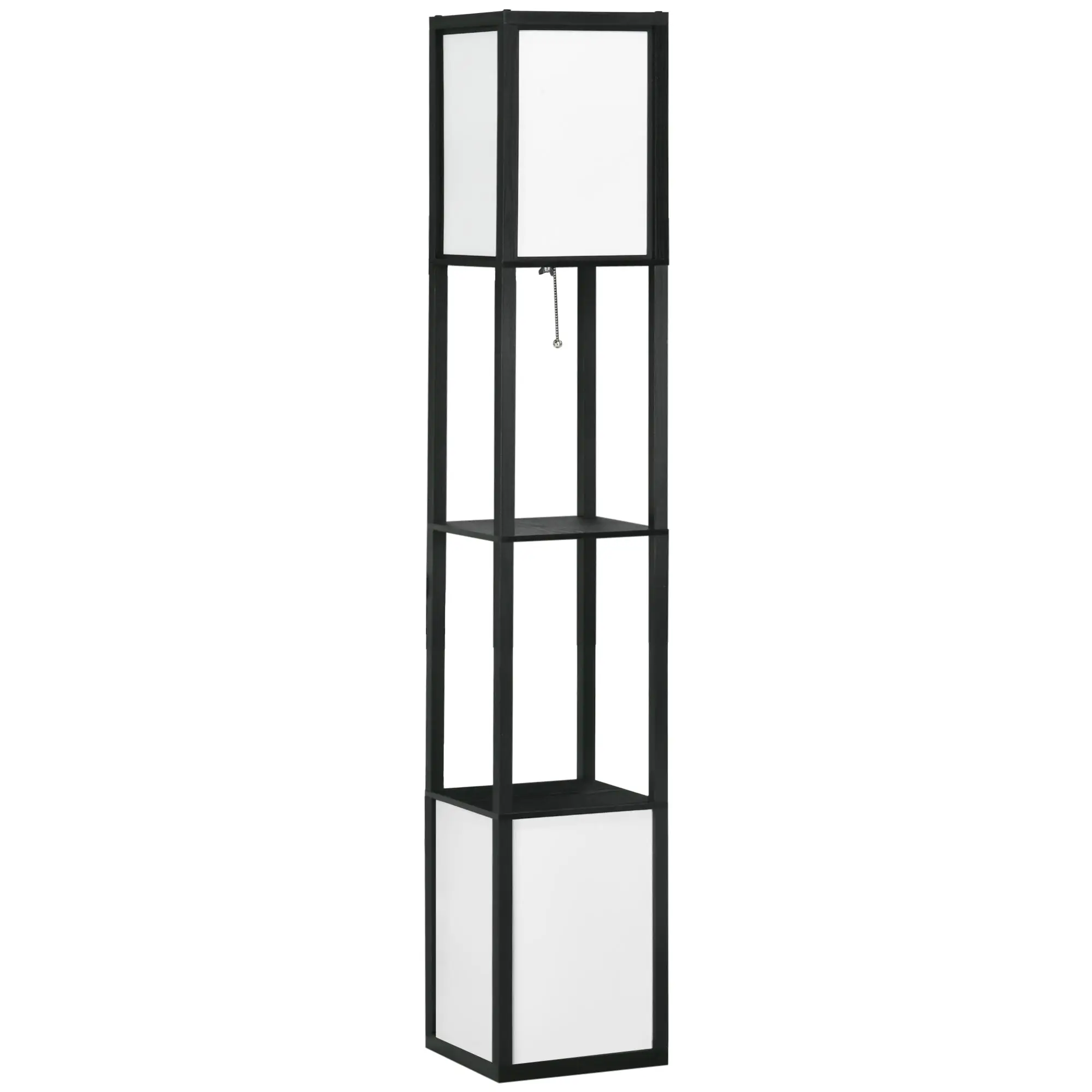 Modern Shelf Floor Lamp with Dual Ambient Light Standing Lamp Black