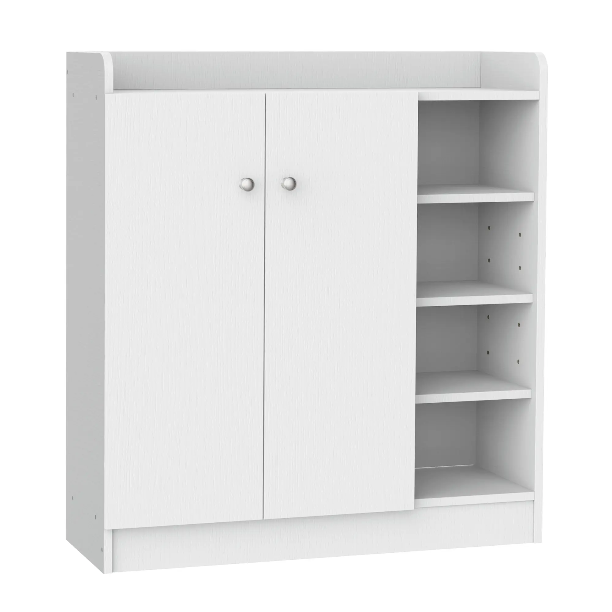 Shoe Storage Cabinet w/ Adjustable Shelves, Stand Organiser for Hallway, White