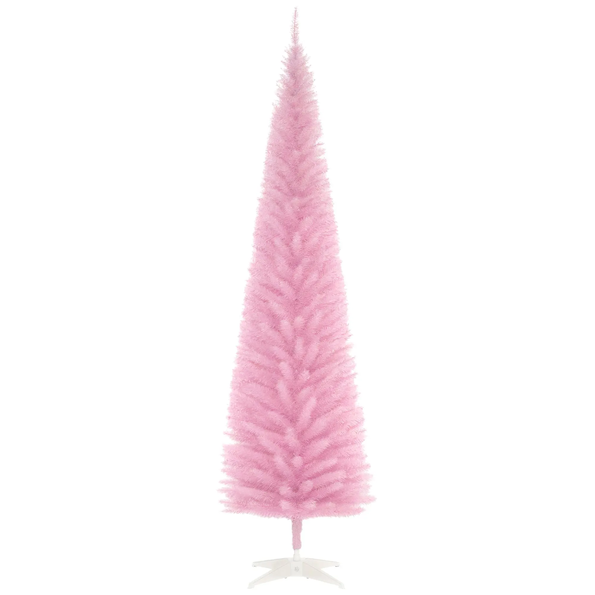 7' Artificial Pencil Christmas Tree with 499 Realistic Branch Tips and Stand Pink