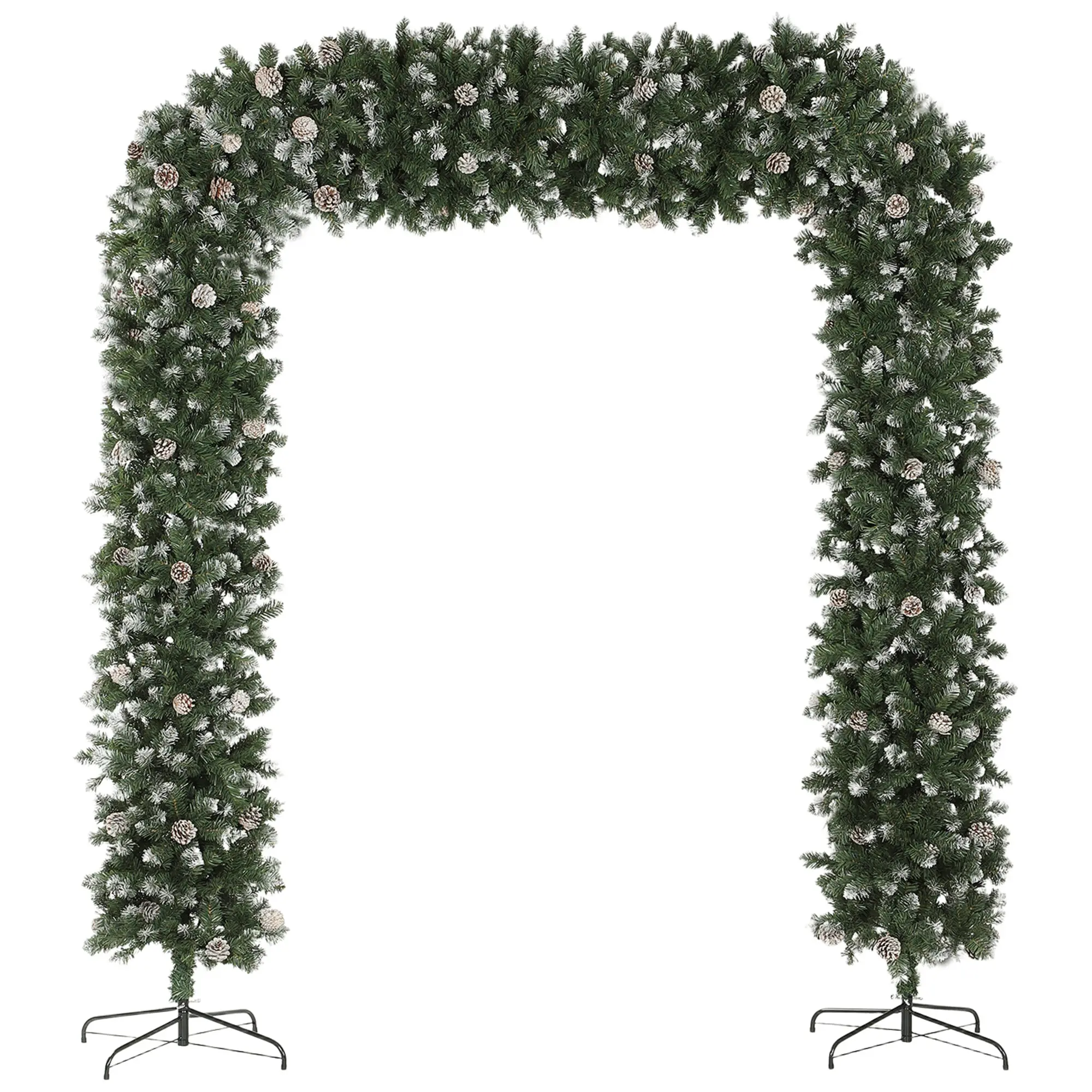 8.2 ft Snow Frosted Christmas Tree Arch with 2100 Tips and 96 Pinecones, Green
