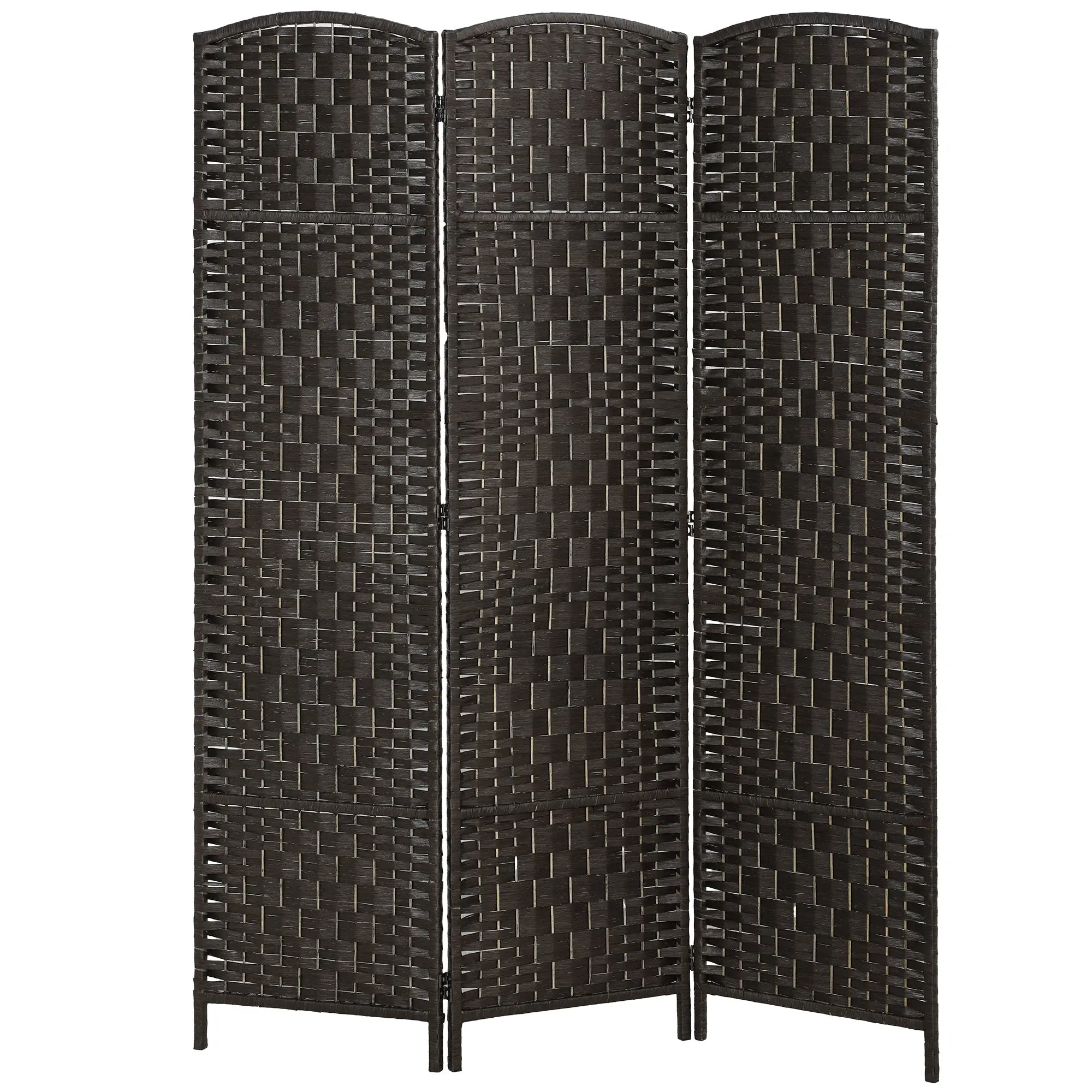 71" Tall 3-Panel Folding Room Divider, Wicker Weave Privacy Screen for Home Office, Coffee