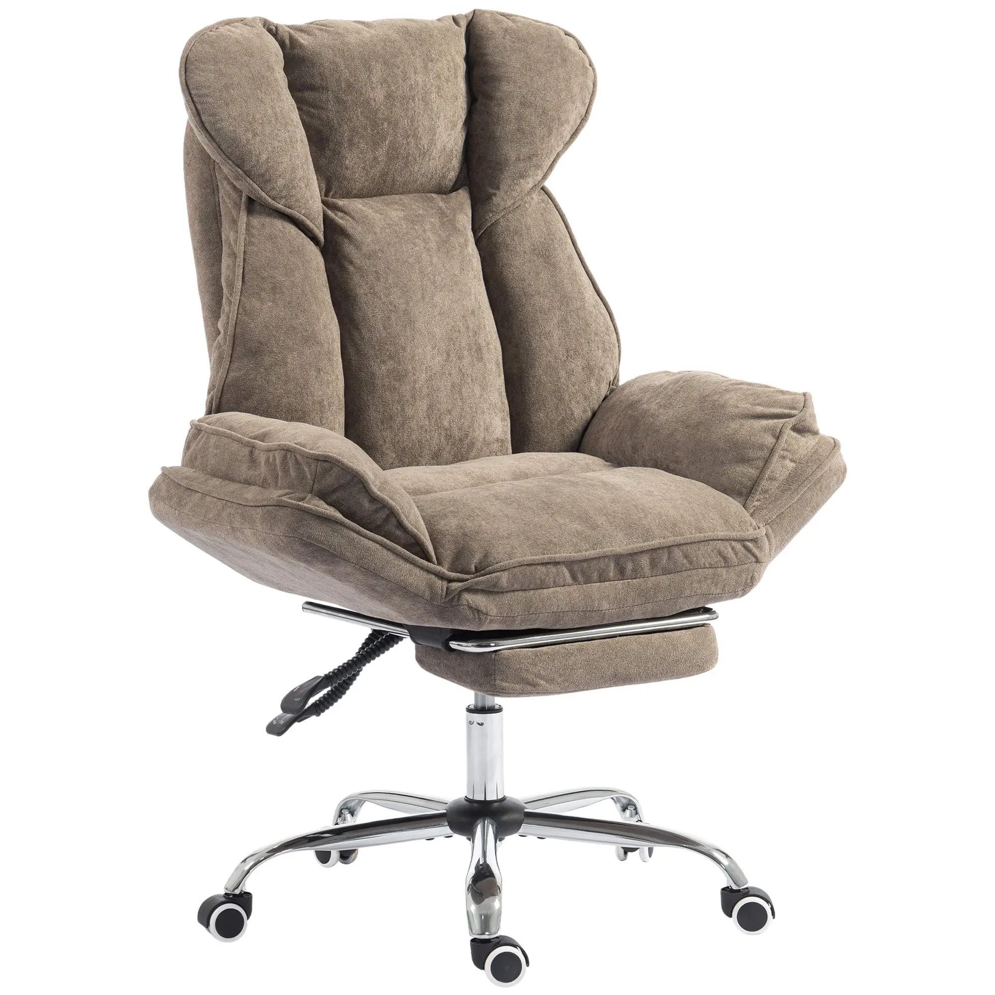 Criss-Cross Office Chair with Footrest, Reclining Back, Waterfall Arms, Brown