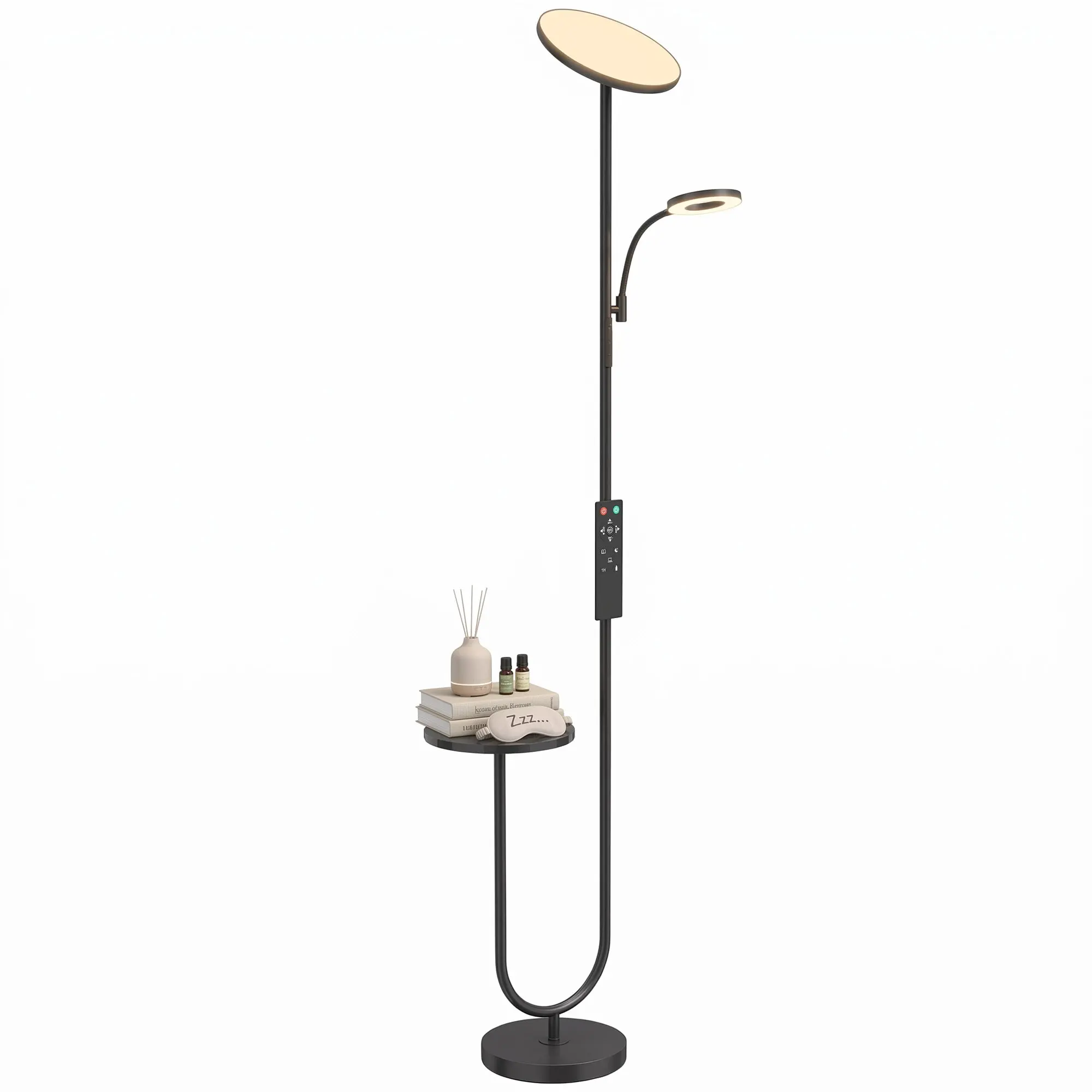 LED Uplighter Floor Lamp with Table & Reading Light, Dimmable, 4 Colour Temps