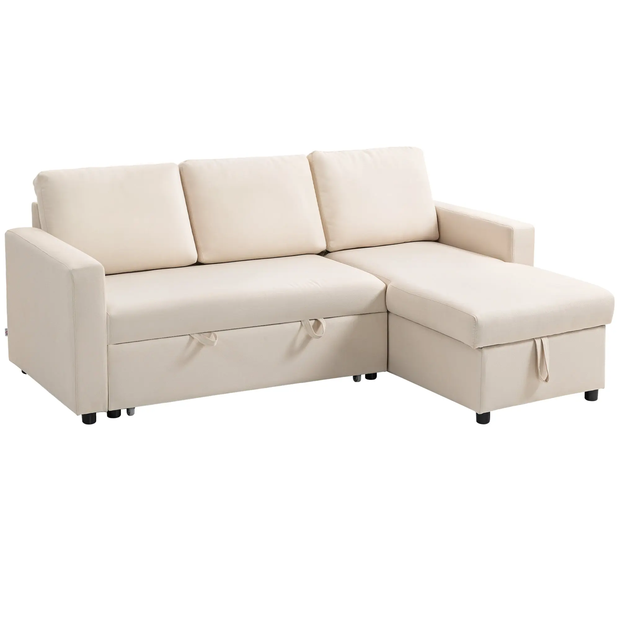 83" Sofa Bed L-Sectional Sleeper with Reversible Storage Chaise, Cream White