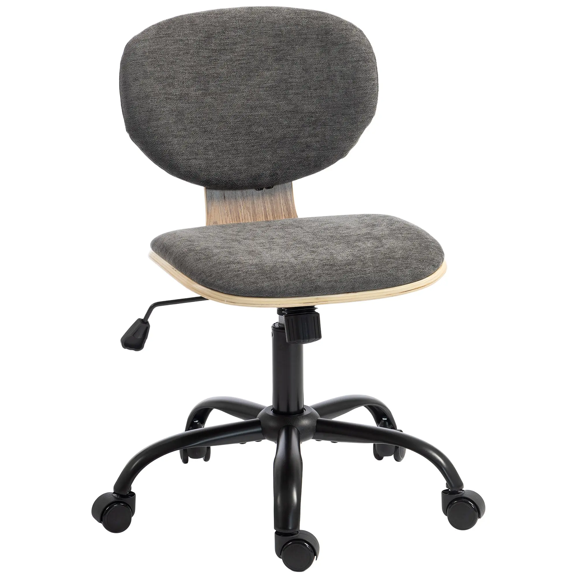 Ergonomic Home Office Desk Chair with Rocking Function, Adjustable Height & Curved Back, Grey
