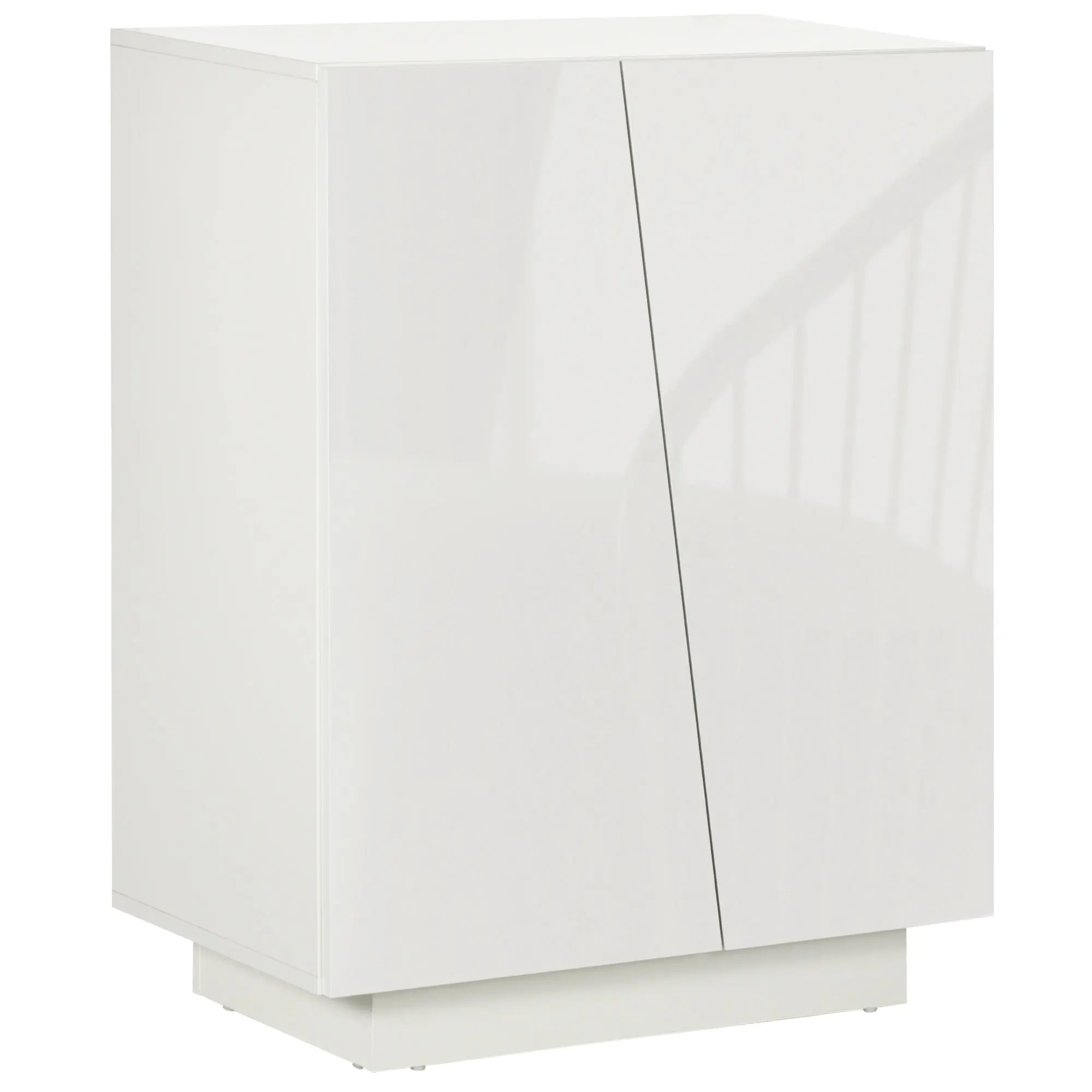 High Gloss Storage Cabinet, Freestanding Storage Cupboard with Adjustable Shelves, White