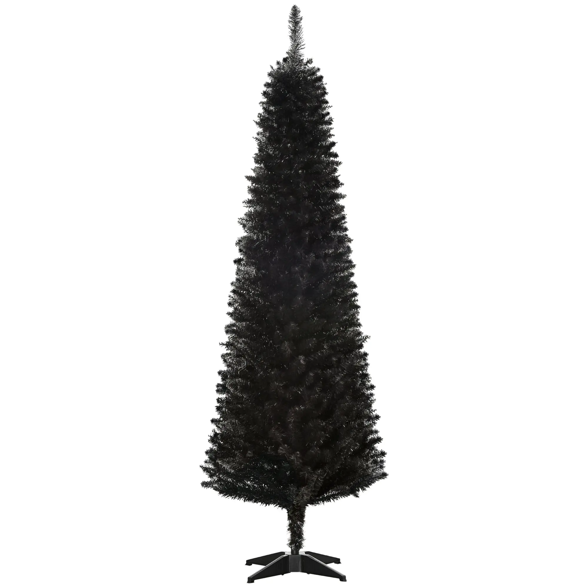 6' Artificial Pencil Christmas Tree with 390 Realistic Branch Tips and Stand Black