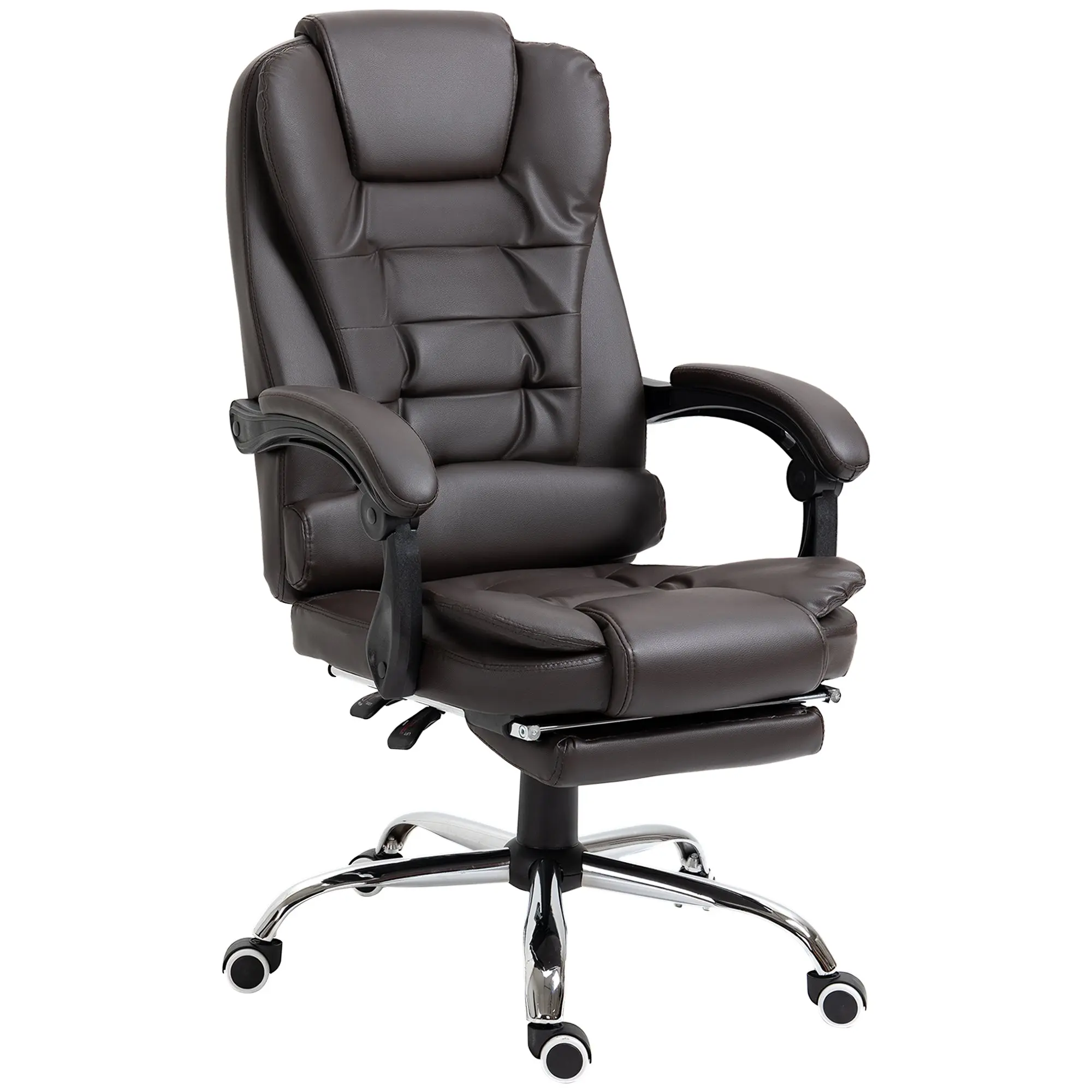 Executive Office Chair, High Back Reclining Chair with Retractable Footrest, Coffee
