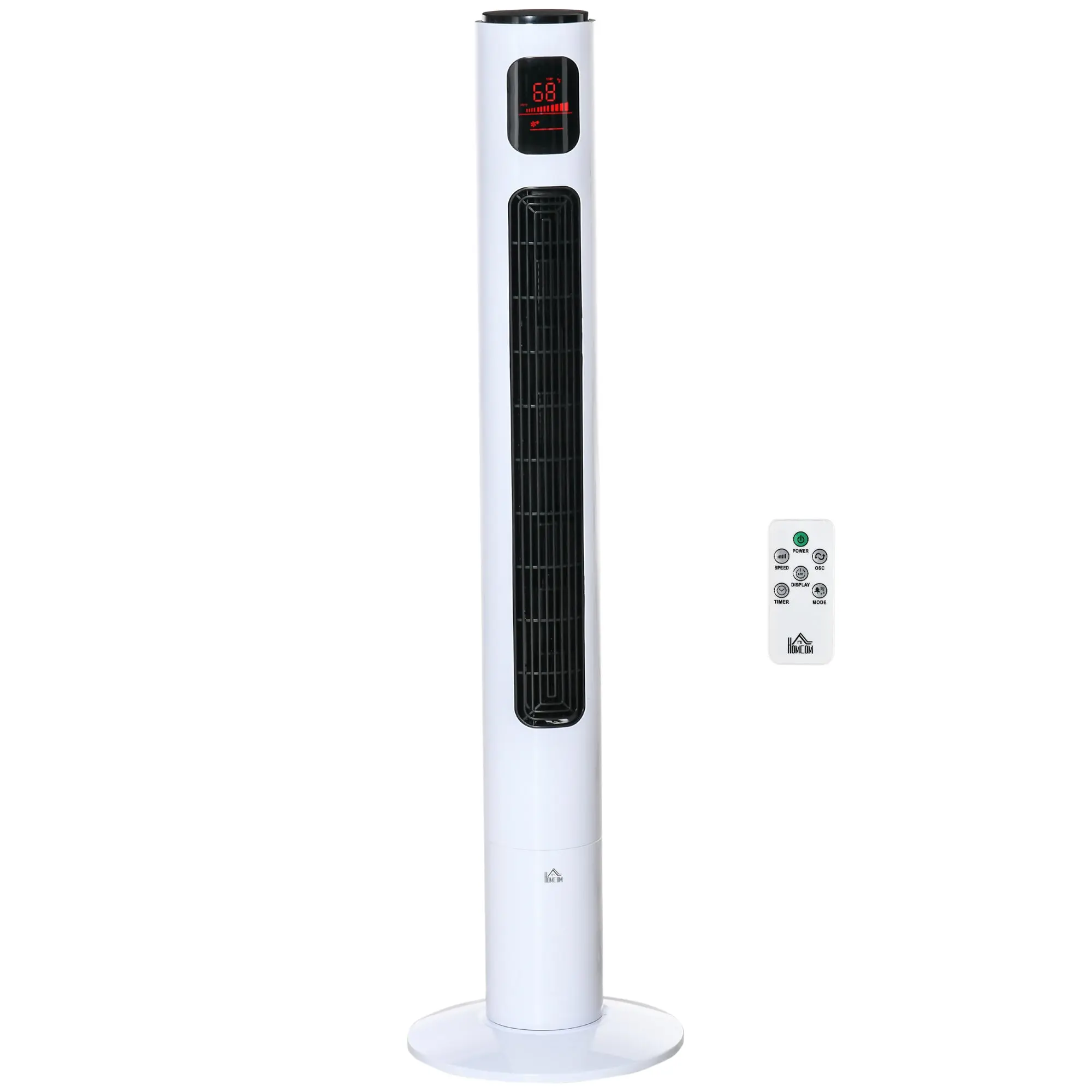 46'' Freestanding Tower Fan, 70° Oscillating Bladeless Standing Fan with 3 Speeds, White