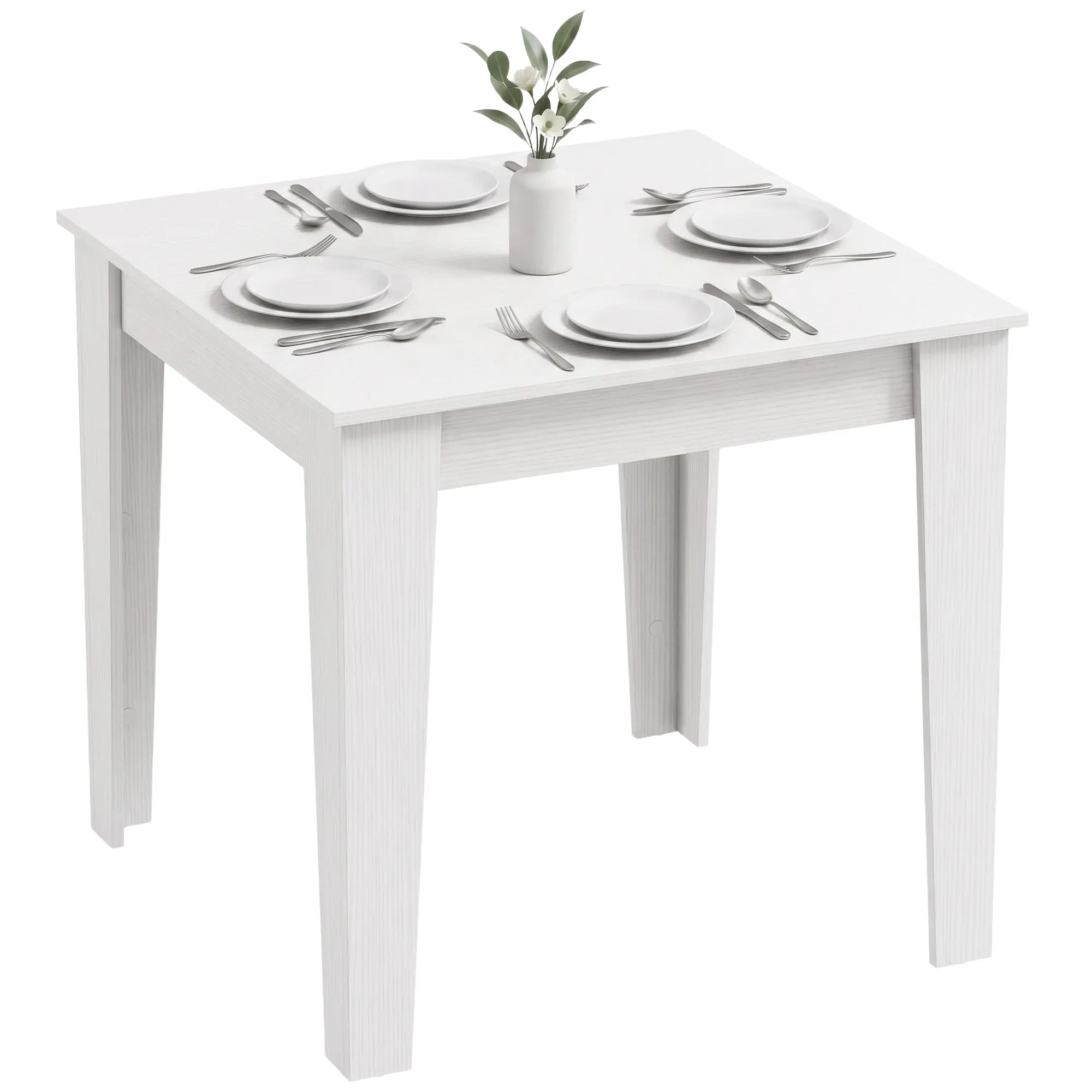Modern Square Dining Table for 4 with 80 x 80 x 75 cm, White