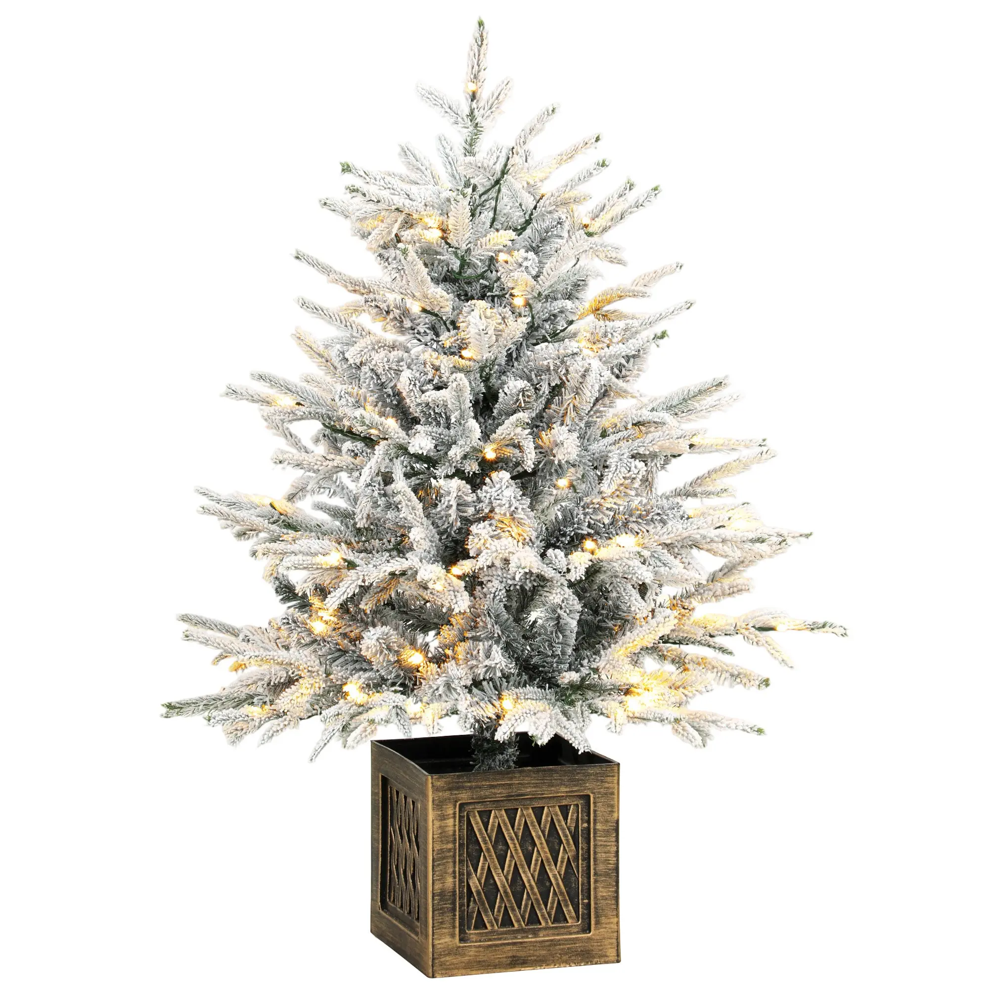 90 cm Prelit Flocked Table Tree with 70 Warm White LEDs, 488 Tips, Green