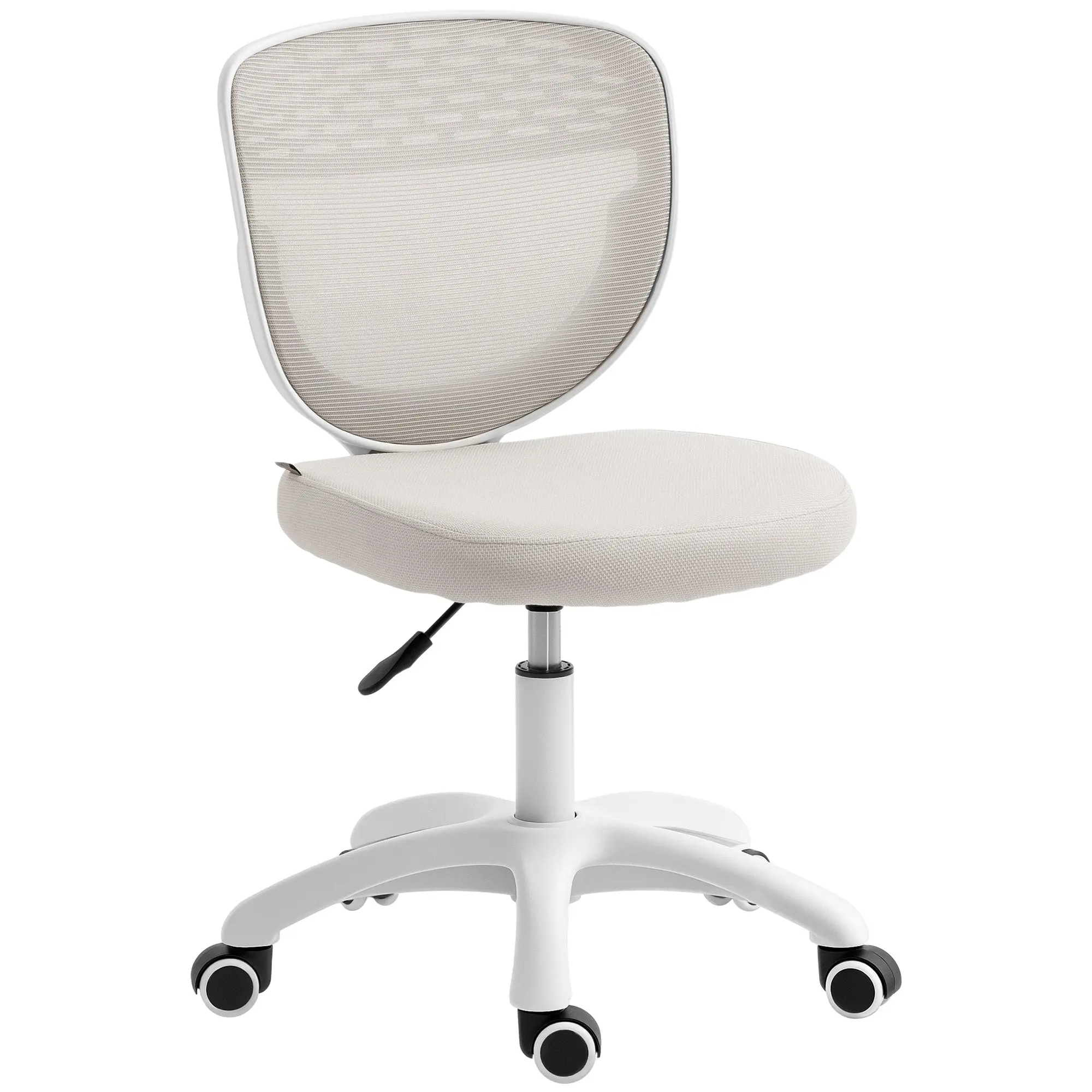Armless Ergonomic Office Chair with Breathable Mesh Back & Padded Seat, Adjustable Height Swivel Design for Home Office, Grey