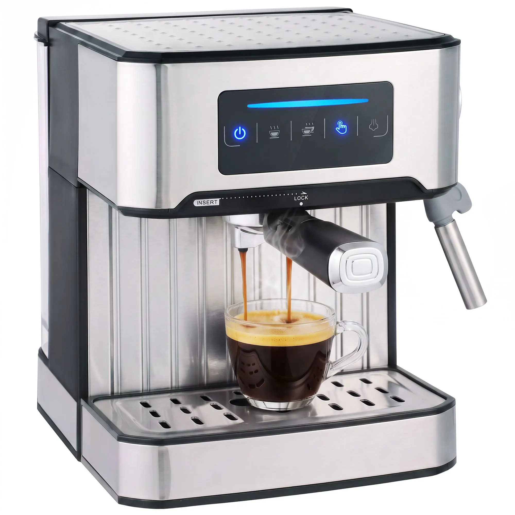 20-Bar Espresso Machine with Milk Frother and 1.6 L Tank, LED Touch
