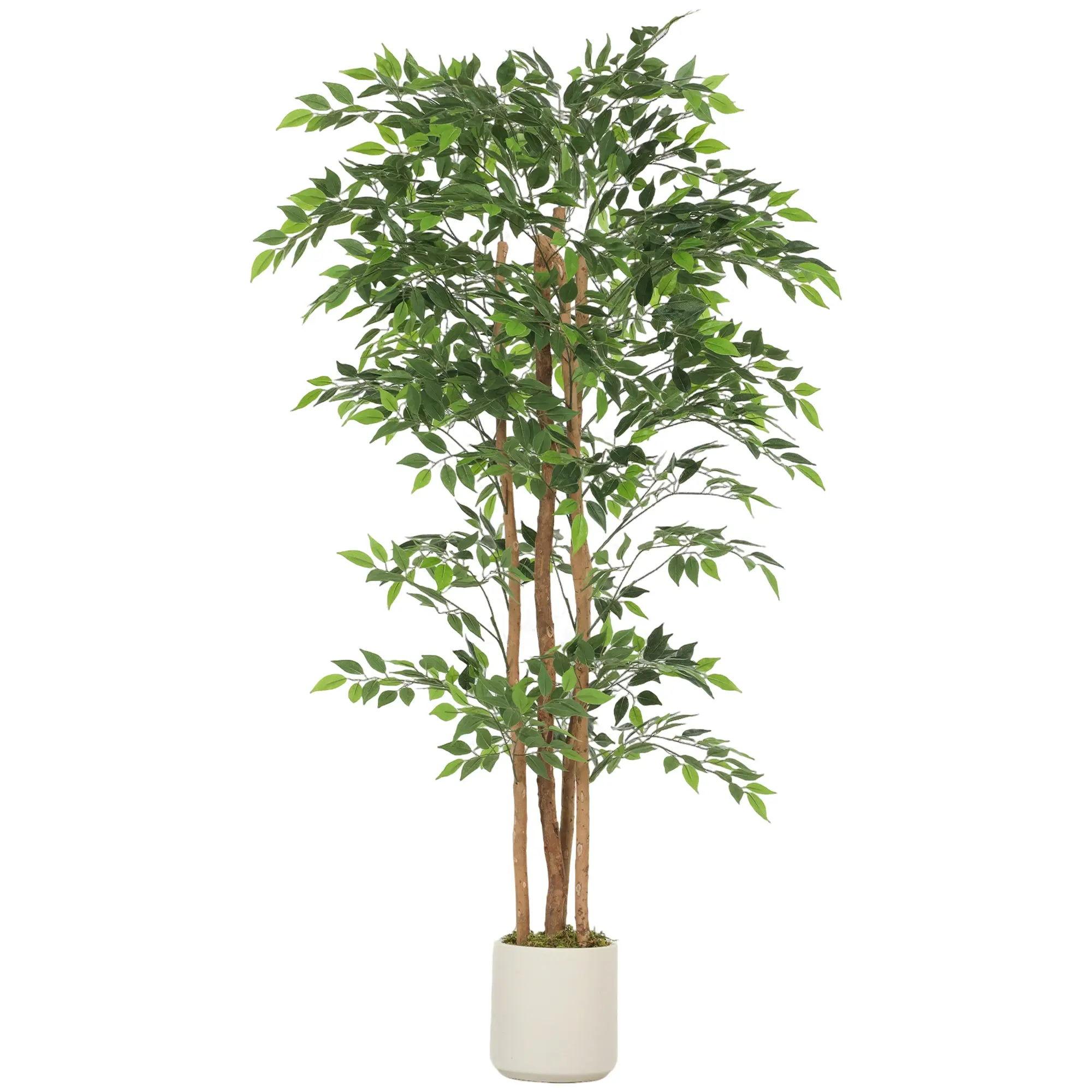 180cm Artificial Ficus Tree with Solid Wood Trunk & Pot, Green Indoor Decor for Living Room or Home Office