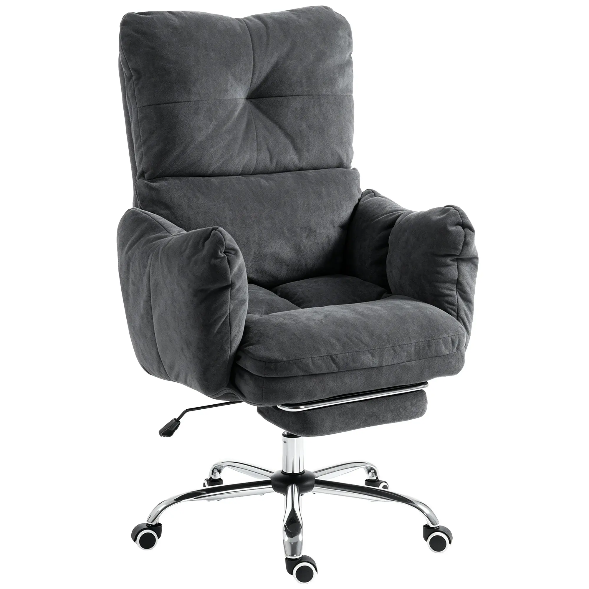 Reclining Ergonomic Office Chair with Footrest, Snow-flannel Seat - Dark Grey
