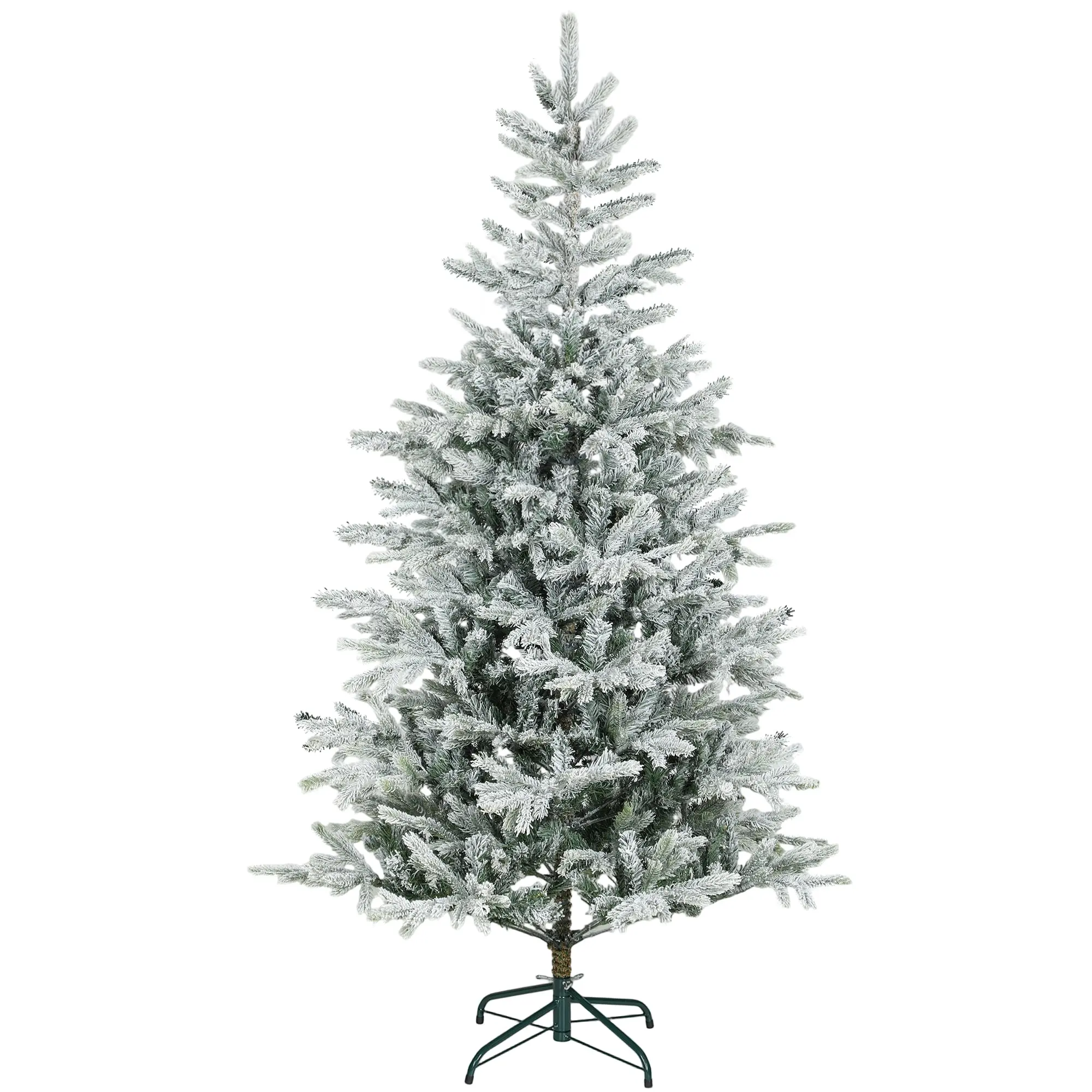 6ft Artificial Christmas Tree w/ Branch Tips, Foldable Metal Stand and Hinged Branches